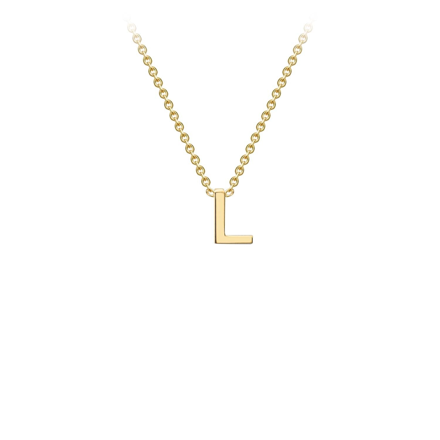 9ct Yellow Gold 'L' Petite Initial Adjustable Letter Necklace 38/43cm