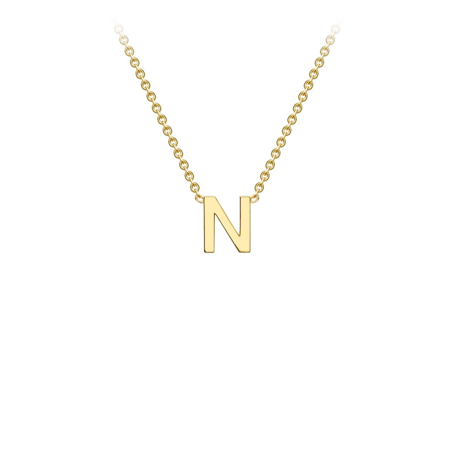 9ct Yellow Gold 'N' Petite Initial Adjustable Letter Necklace 38/43cm