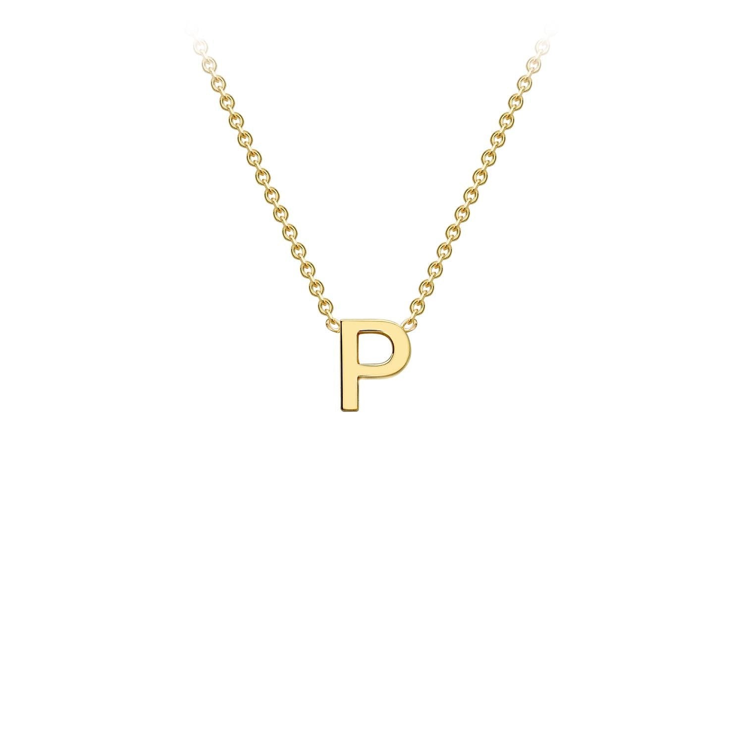9ct Yellow Gold 'P' Petite Initial Adjustable Letter Necklace 38/43cm