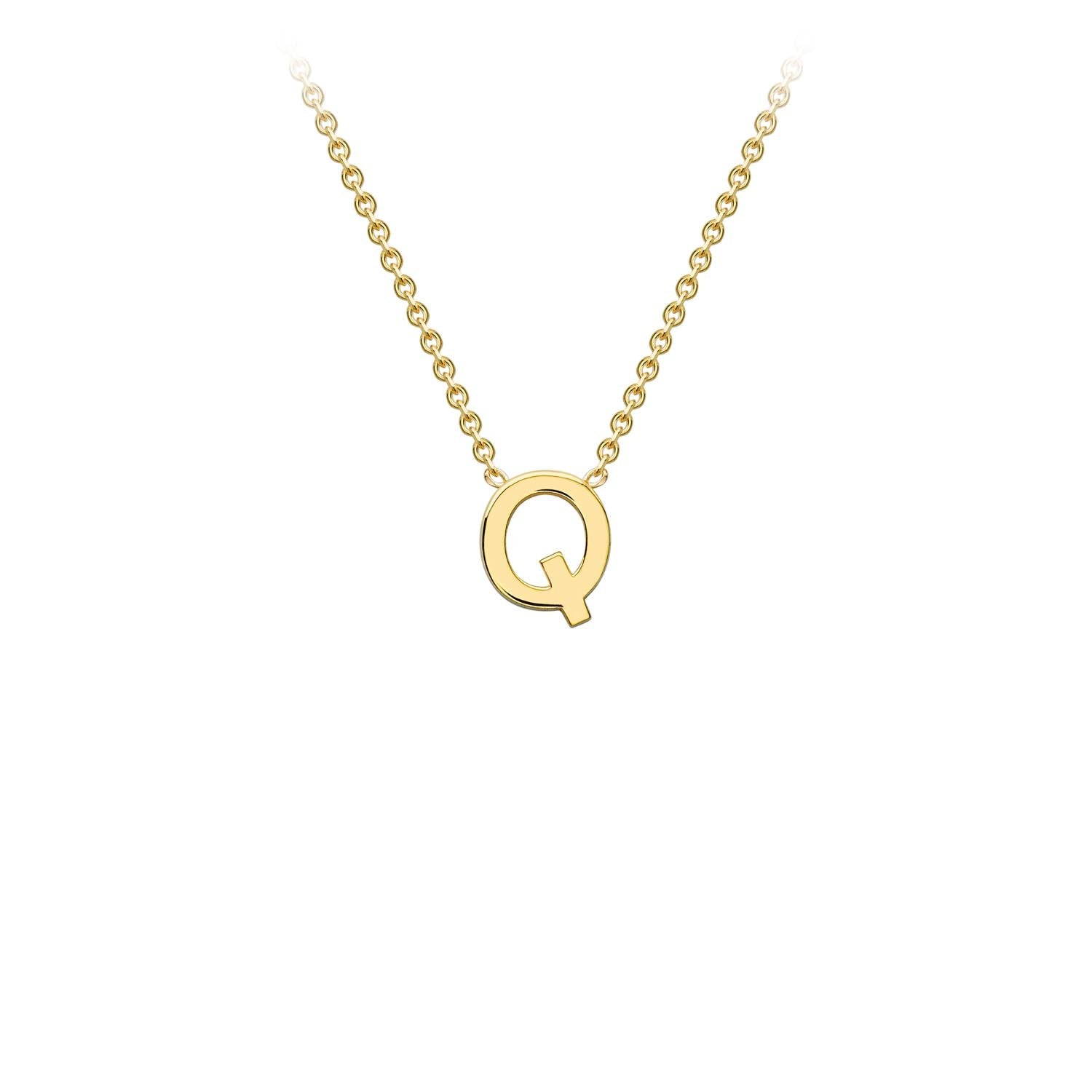 9ct Yellow Gold 'Q' Petite Initial Adjustable Letter Necklace 38/43cm