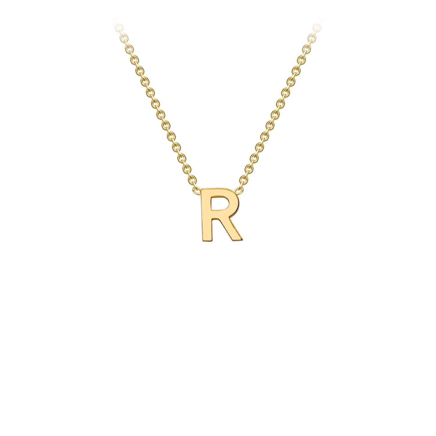 9ct Yellow Gold 'R' Petite Initial Adjustable Letter Necklace 38/43cm