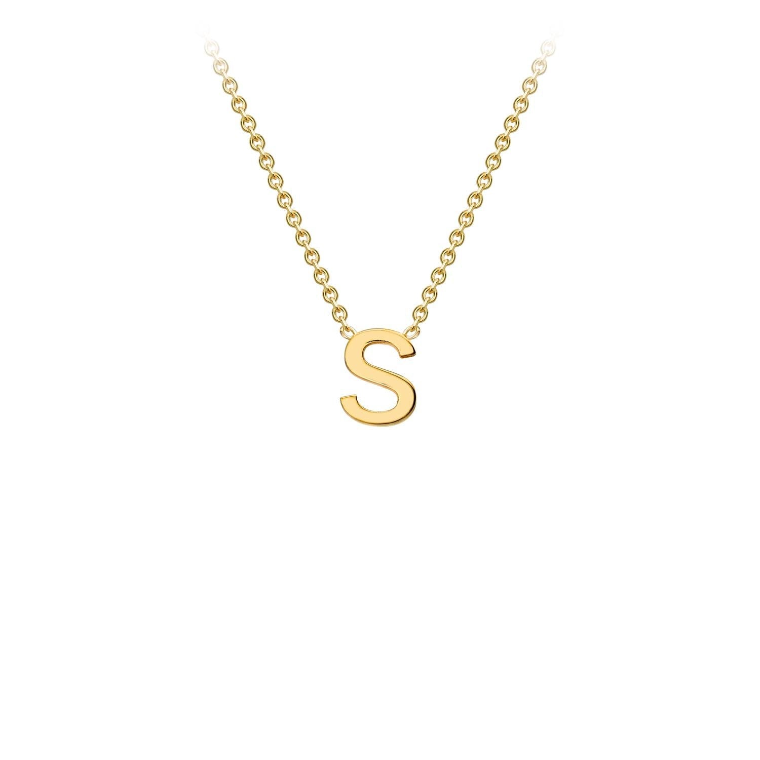 9ct Yellow Gold 'S' Petite Initial Adjustable Letter Necklace 38/43cm