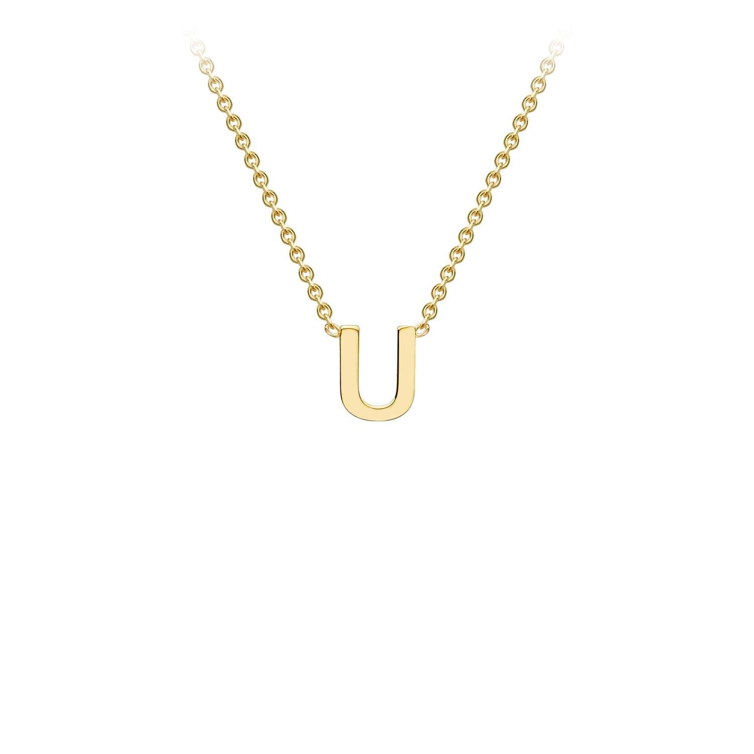 9ct Yellow Gold 'U' Petite Initial Adjustable Letter Necklace 38/43cm