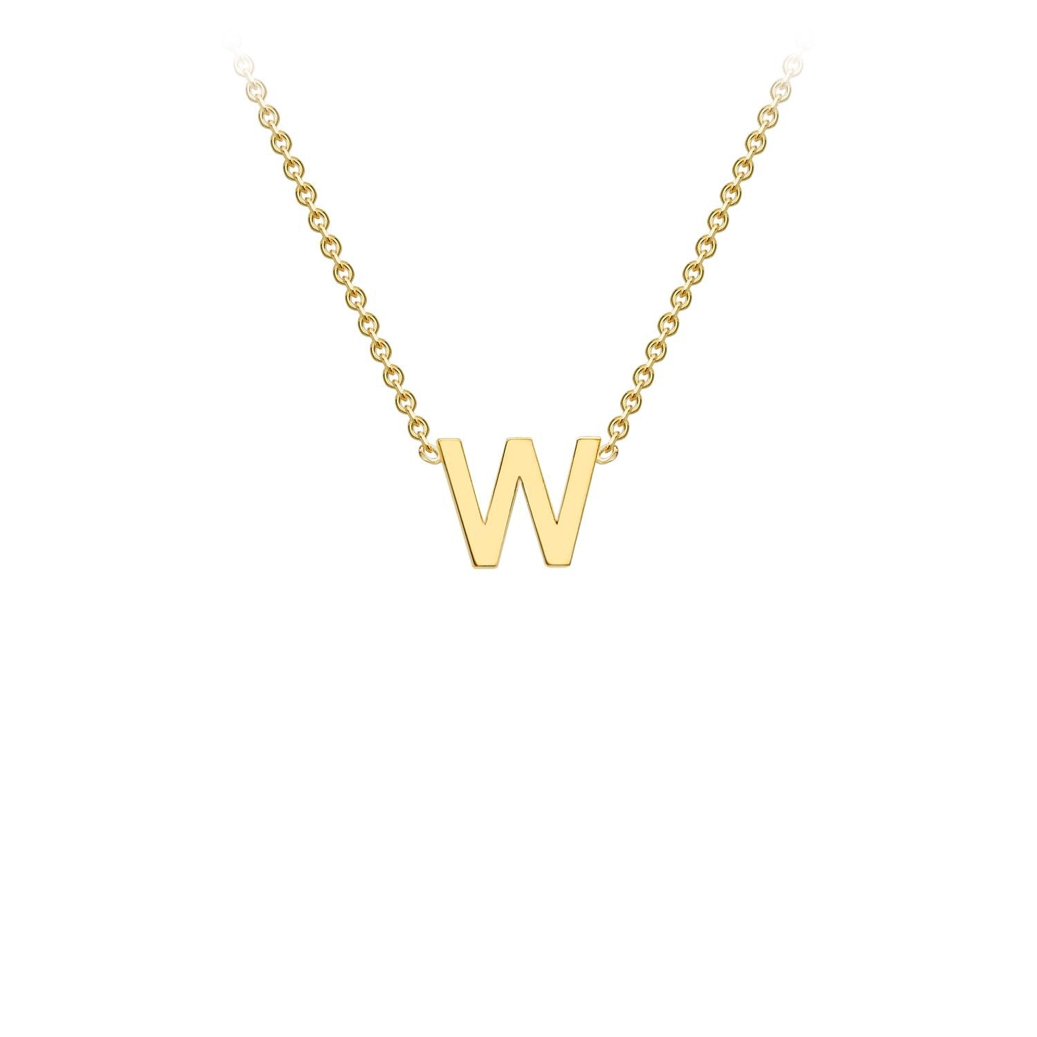 9ct Yellow Gold 'W' Petite Initial Adjustable Letter Necklace 38/43cm