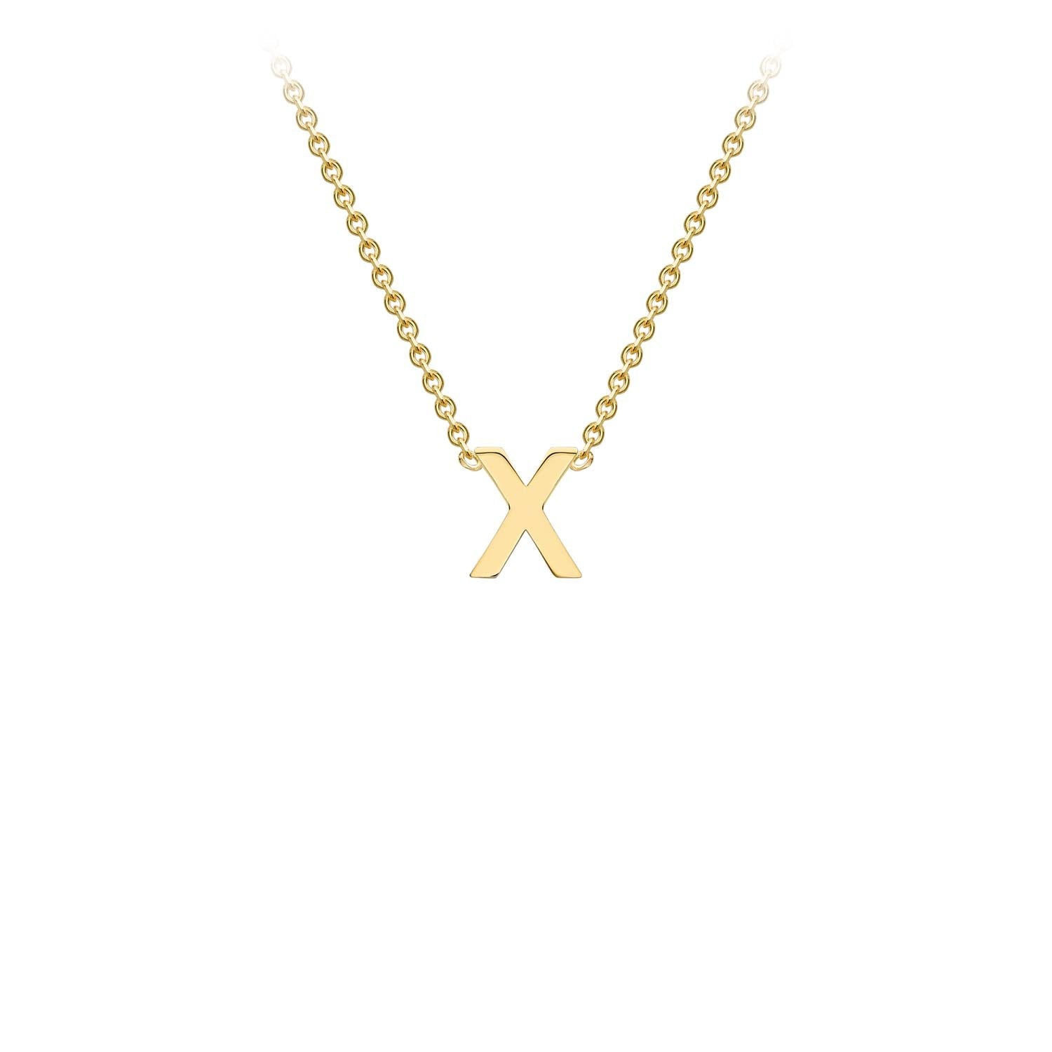 9ct Yellow Gold 'X' Petite Initial Adjustable Letter Necklace 38/43cm