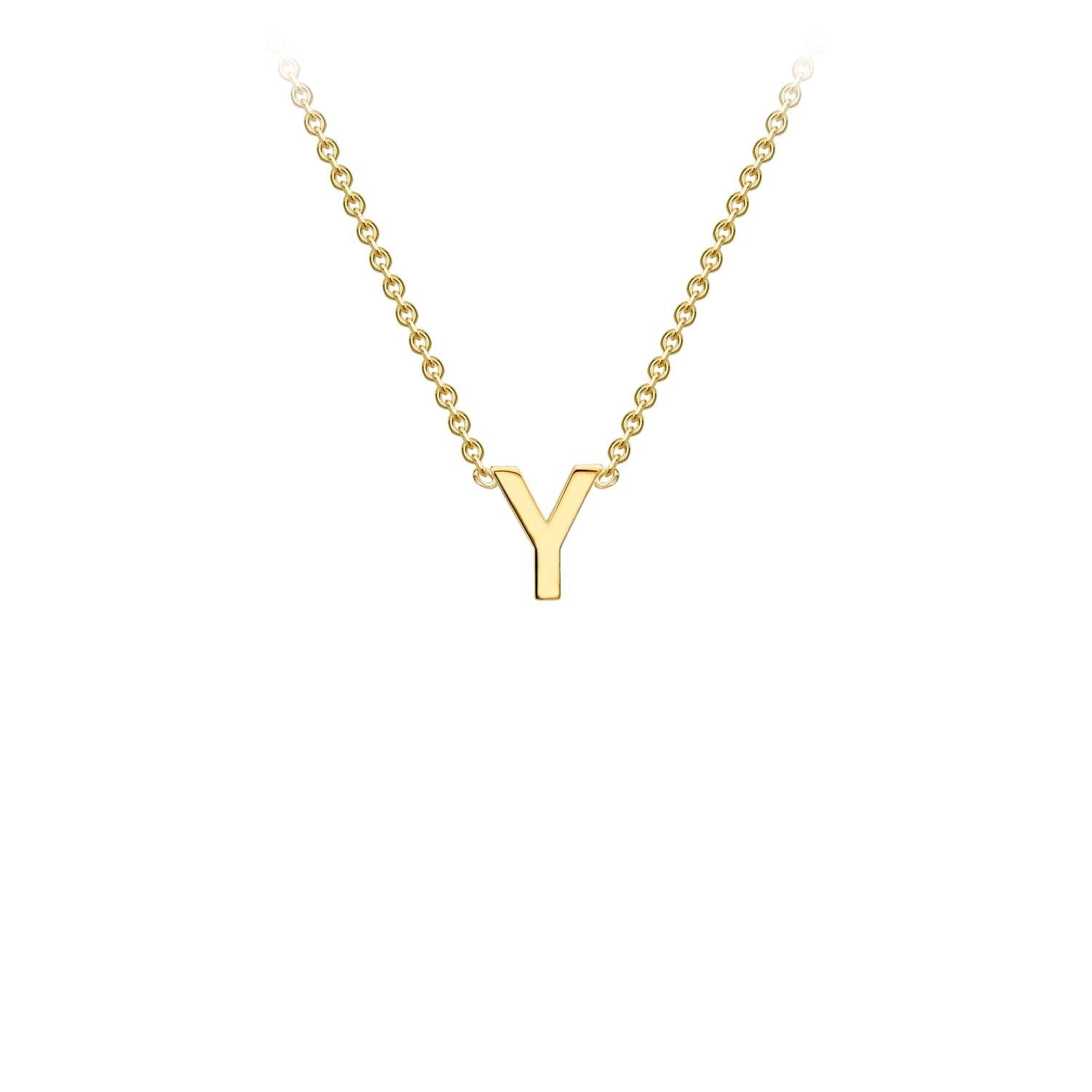 9ct Yellow Gold 'Y' Petite Initial Adjustable Letter Necklace 38/43cm