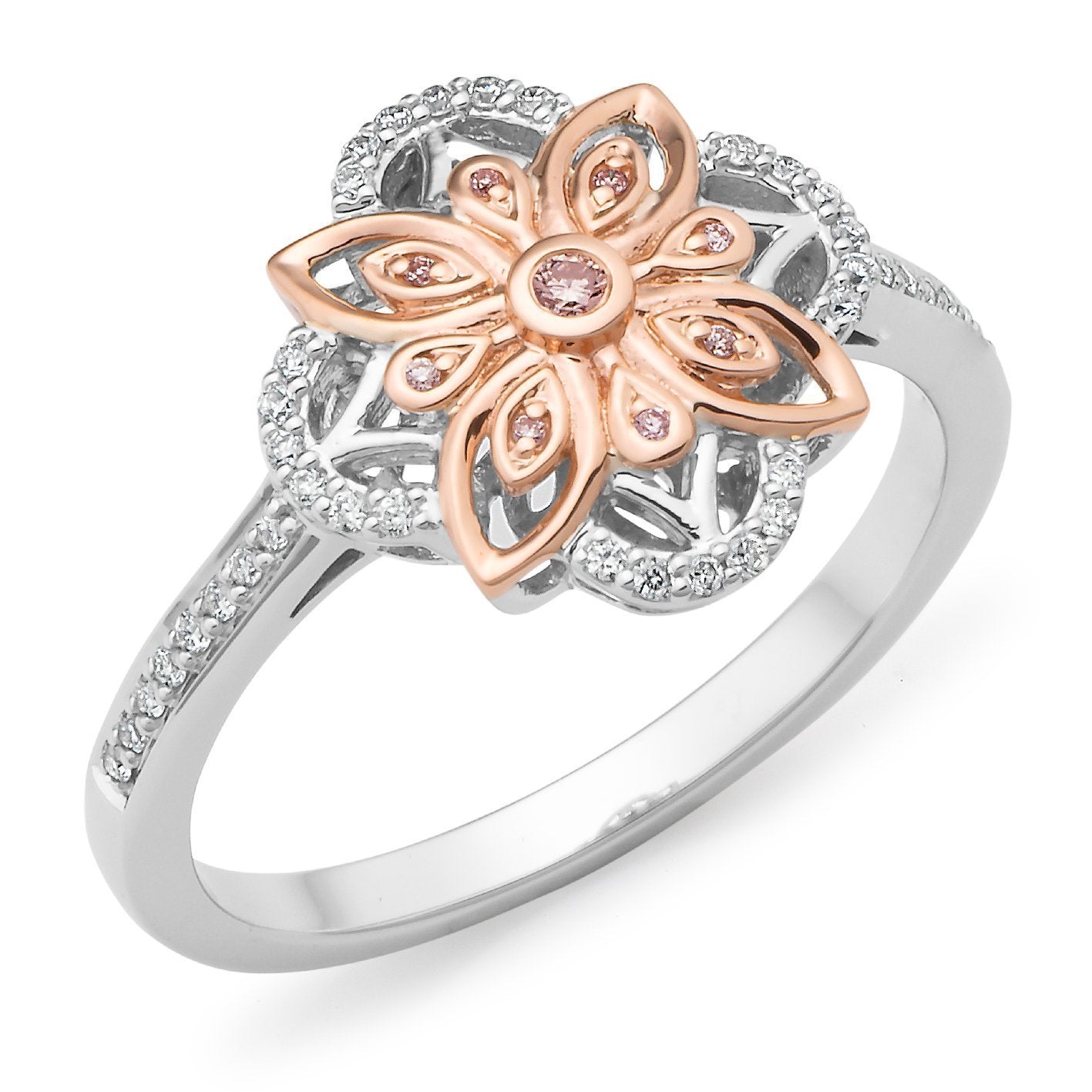 PINK CAVIAR 0.111ct Pink Diamond Ring in 9ct White & Rose Gold