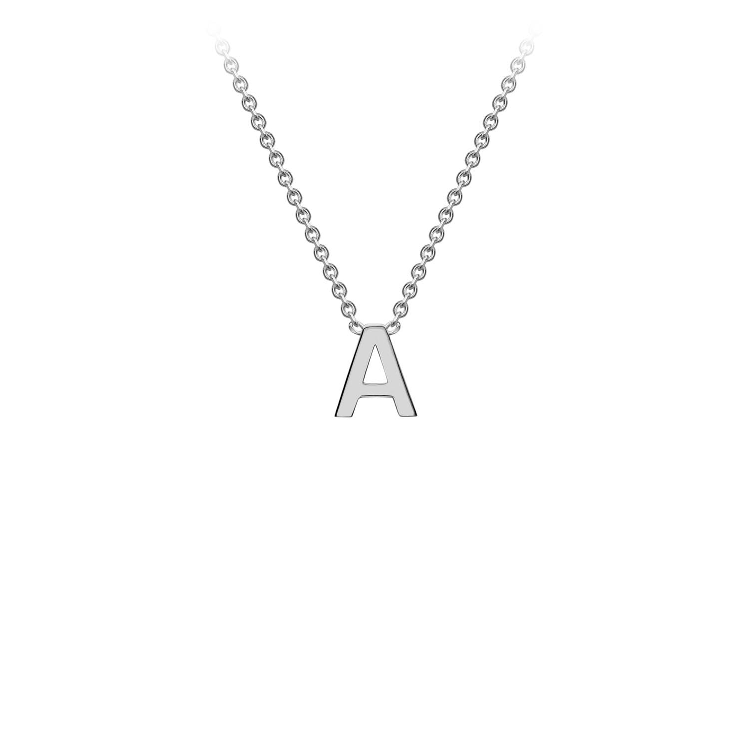 9ct White Gold 'A' Petite Initial Adjustable Letter Necklace 38/43cm