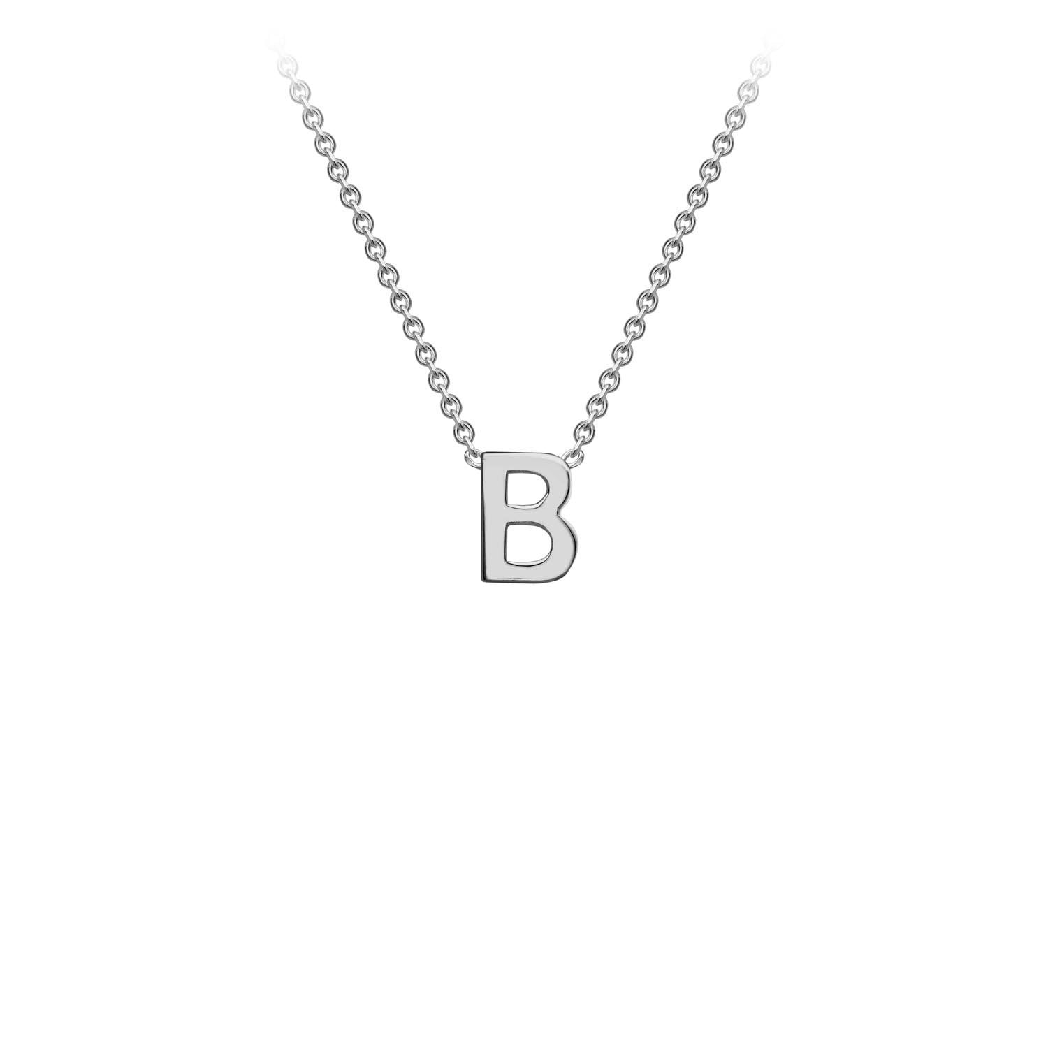 9ct White Gold 'B' Petite Initial Adjustable Letter Necklace 38/43cm