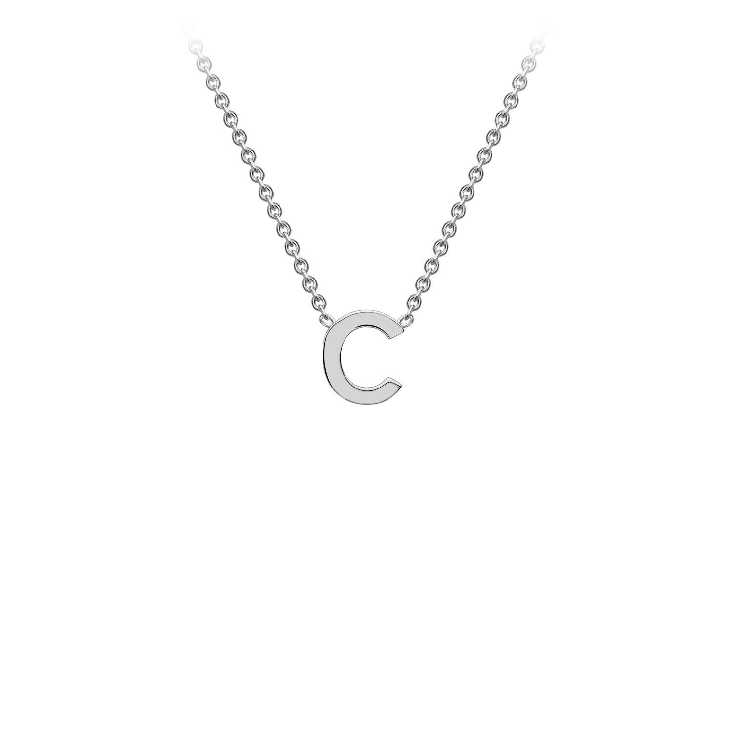 9ct White Gold 'C' Petite Initial Adjustable Letter Necklace 38/43cm