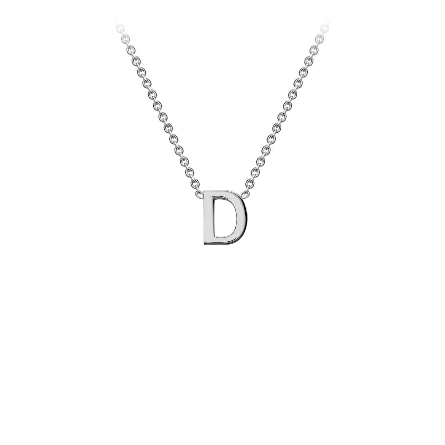 9ct White Gold 'D' Petite Initial Adjustable Letter Necklace 38/43cm