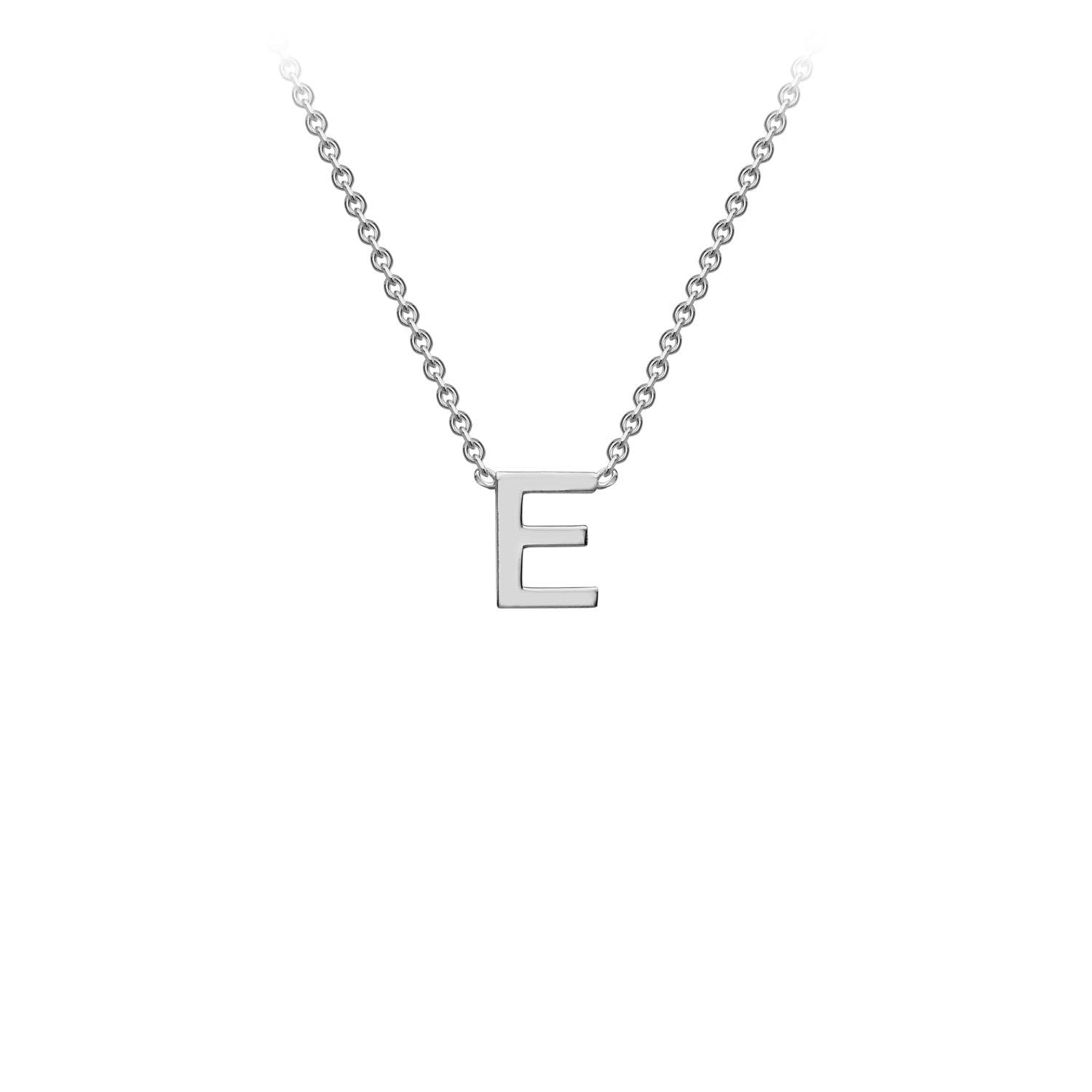 9ct White Gold 'E' Petite Initial Adjustable Letter Necklace 38/43cm
