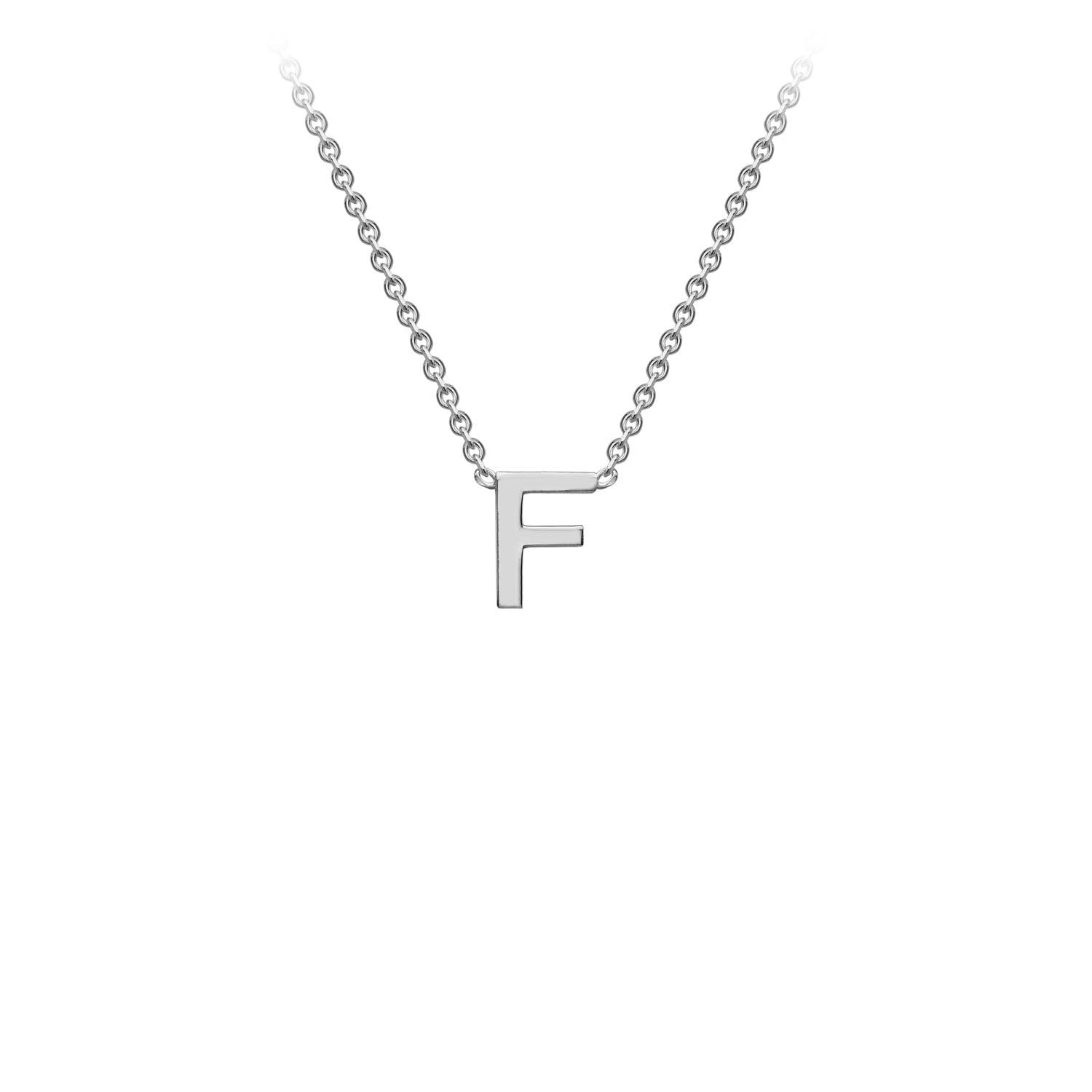 9ct White Gold 'F' Petite Initial Adjustable Letter Necklace 38/43cm