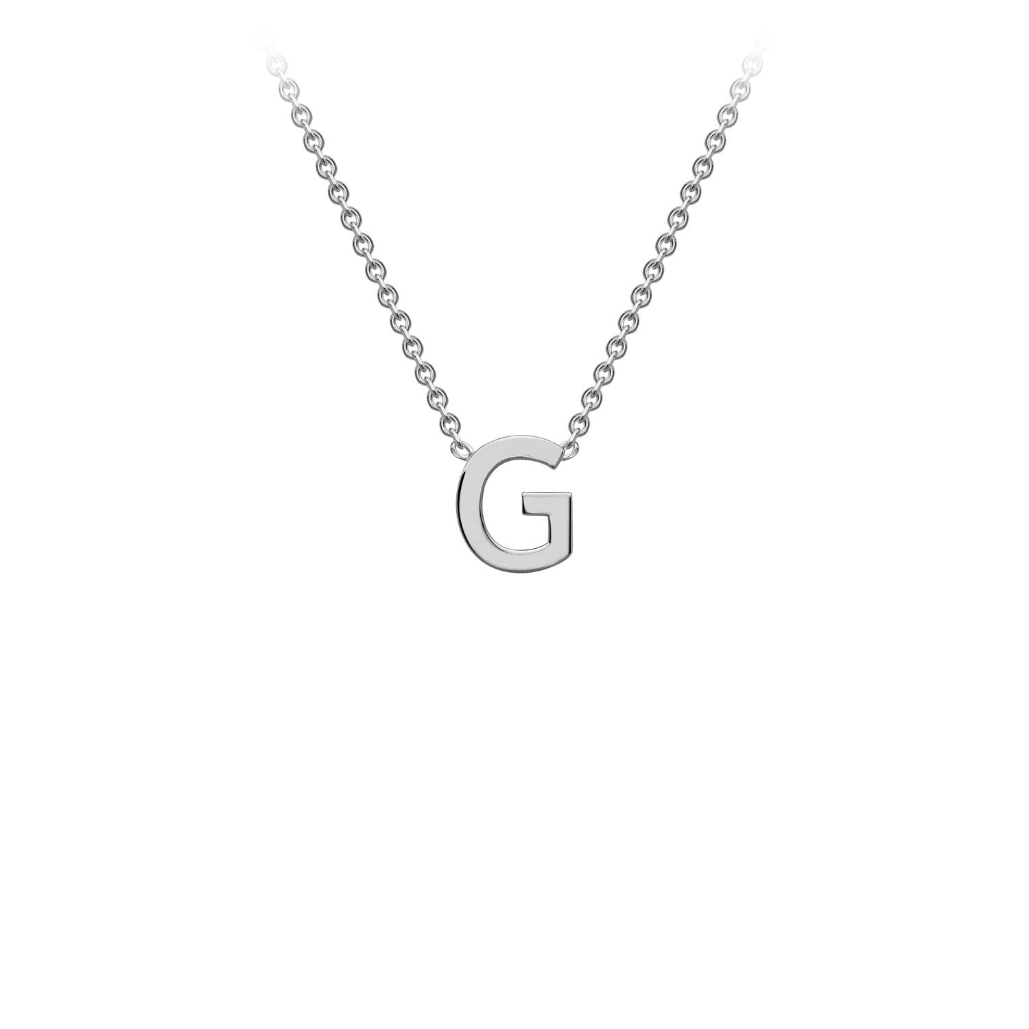 9ct White Gold 'G' Petite Initial Adjustable Letter Necklace 38/43cm