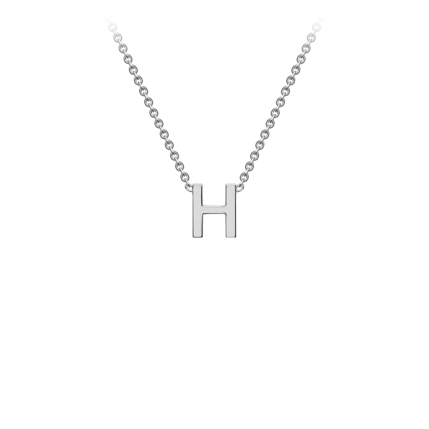 9ct White Gold 'H' Petite Initial Adjustable Letter Necklace 38/43cm