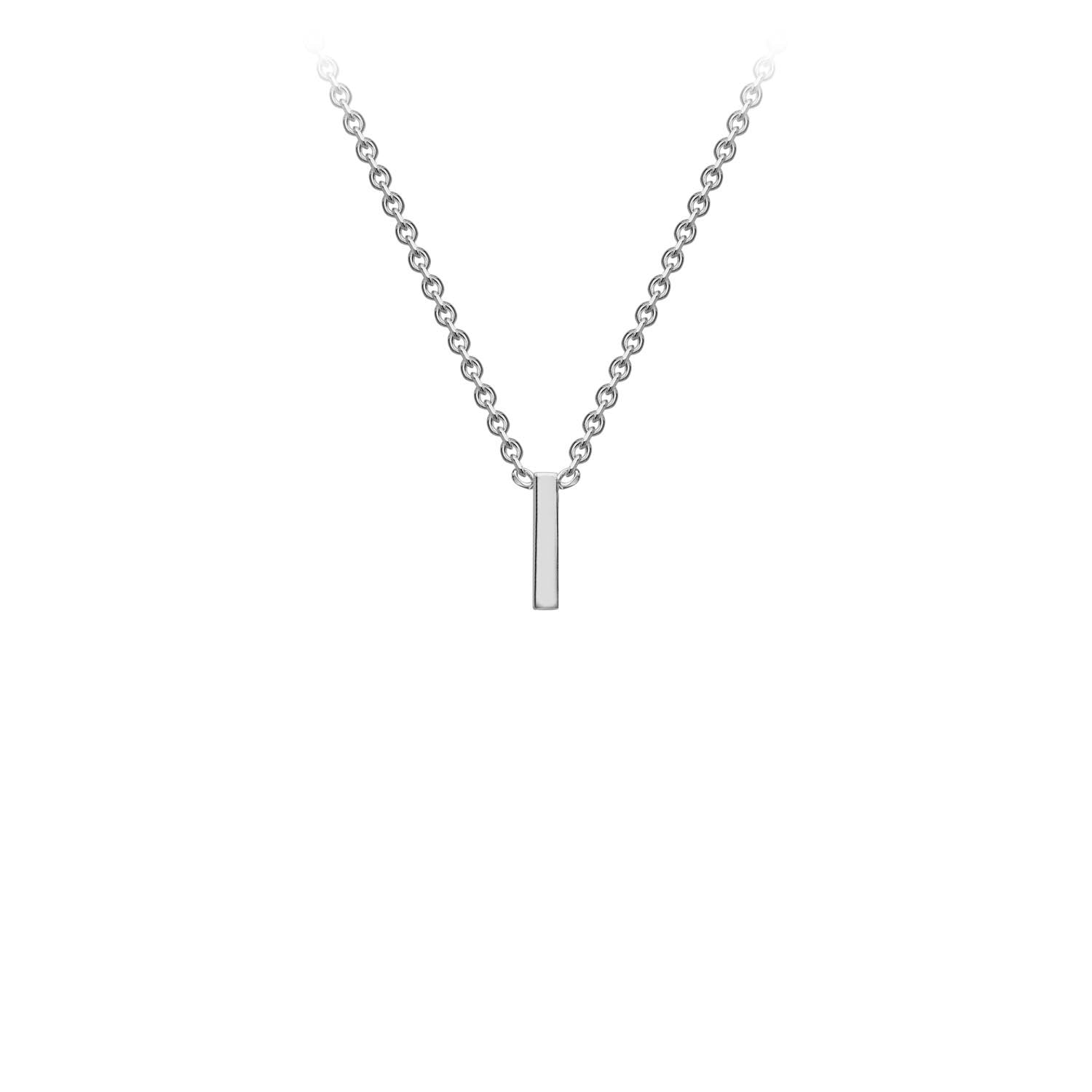 9ct White Gold 'I' Petite Initial Adjustable Letter Necklace 38/43cm