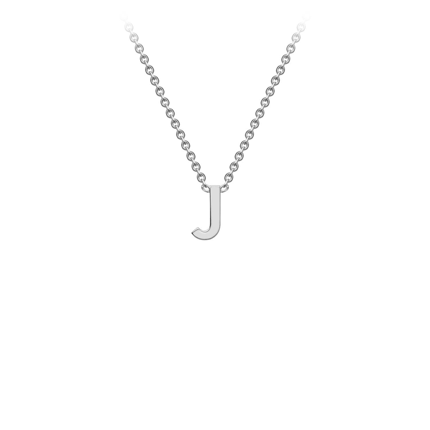 9ct White Gold 'J' Petite Initial Adjustable Letter Necklace 38/43cm