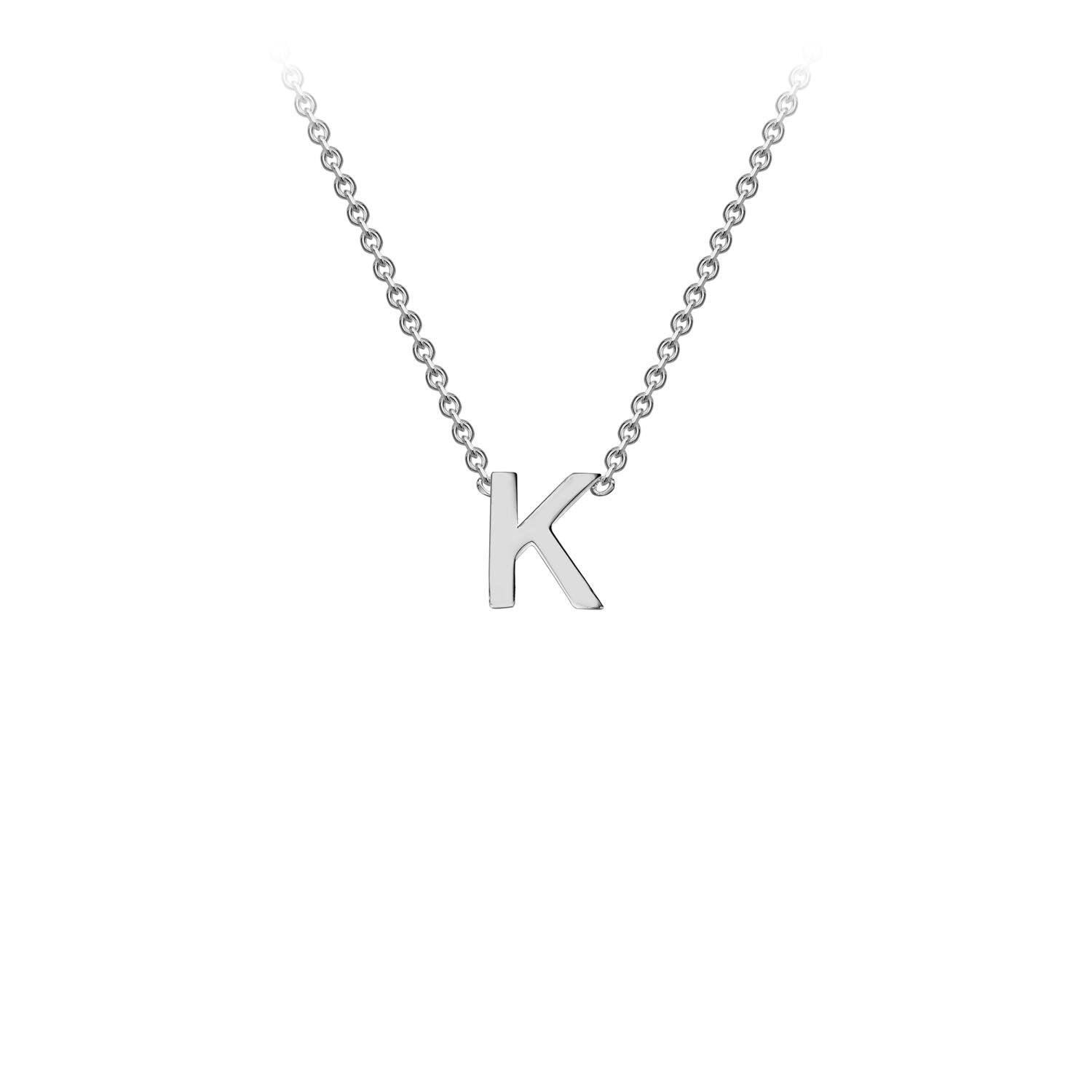 9ct White Gold 'K' Petite Initial Adjustable Letter Necklace 38/43cm