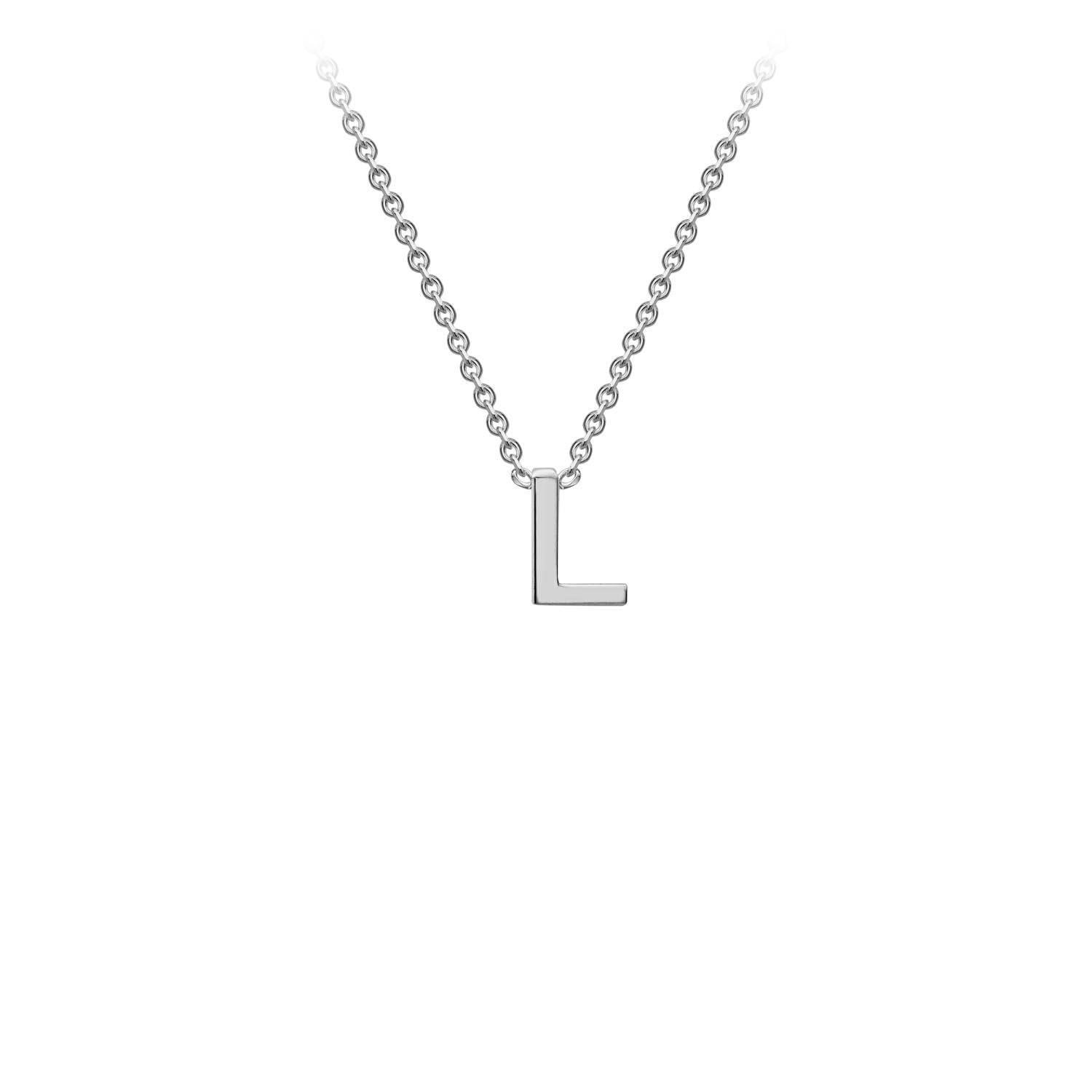 9ct White Gold 'L' Petite Initial Adjustable Letter Necklace 38/43cm