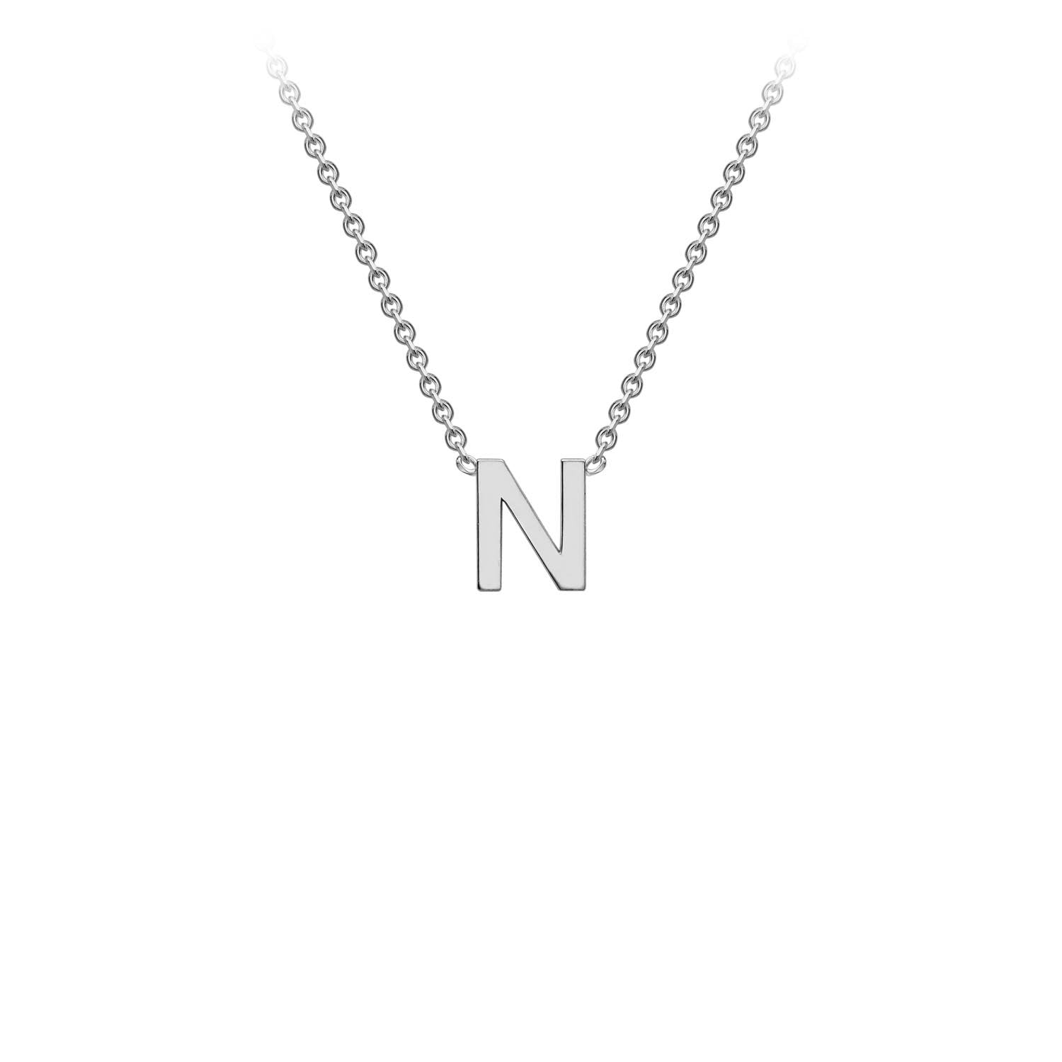 9ct White Gold 'N' Petite Initial Adjustable Letter Necklace 38/43cm