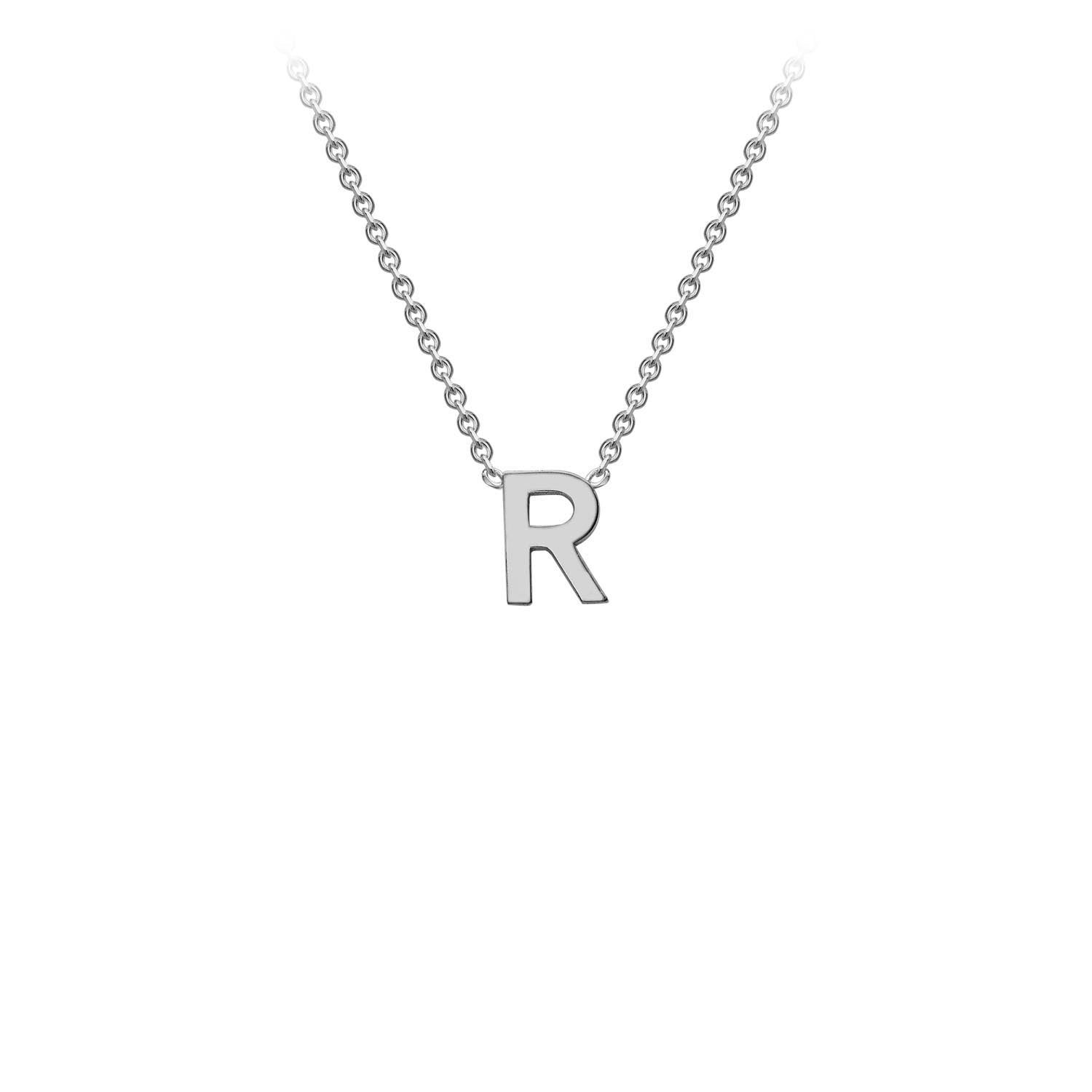 9ct White Gold 'R' Petite Initial Adjustable Letter Necklace 38/43cm