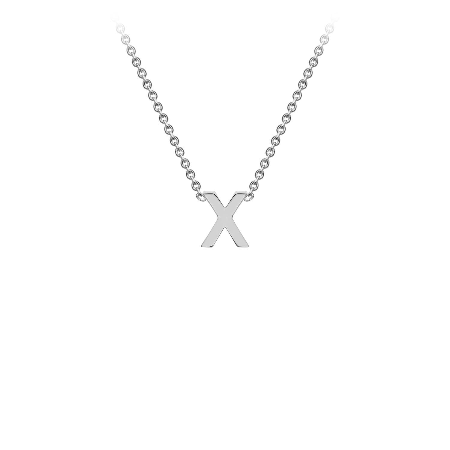 9ct White Gold 'X' Petite Initial Adjustable Letter Necklace 38/43cm