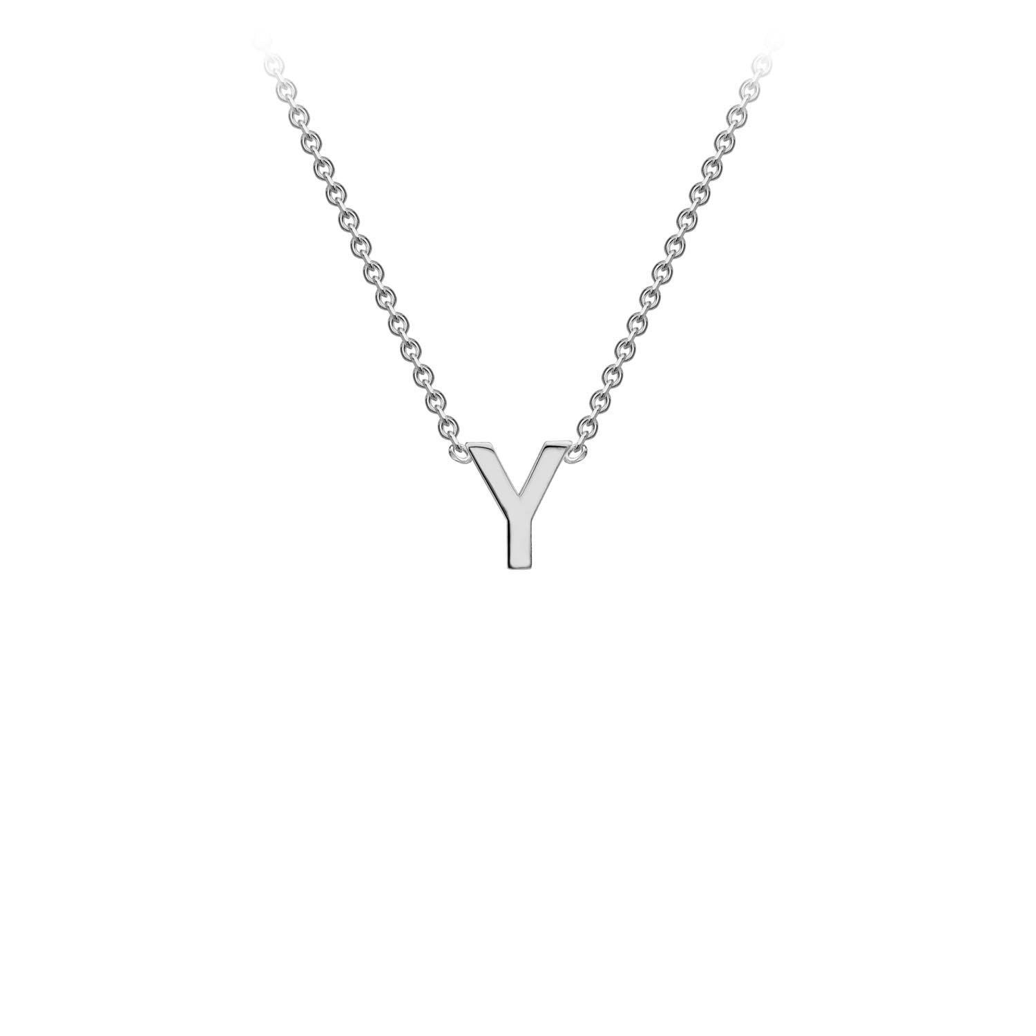9ct White Gold 'Y' Petite Initial Adjustable Letter Necklace 38/43cm