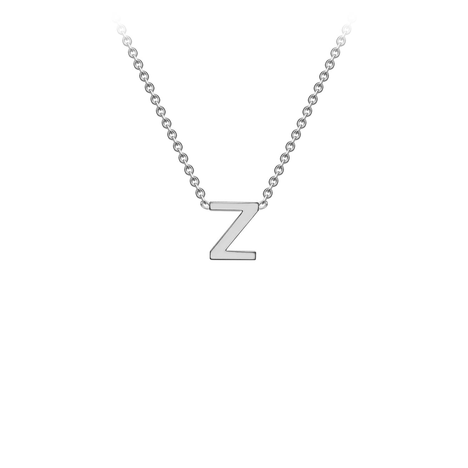 9ct White Gold 'Z' Petite Initial Adjustable Letter Necklace 38/43cm