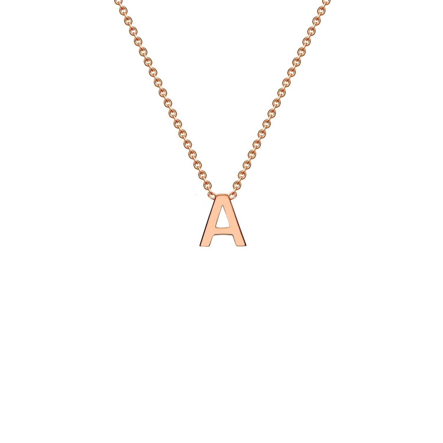 9ct Rose Gold 'A' Petite Initial Adjustable Letter Necklace 38/43cm