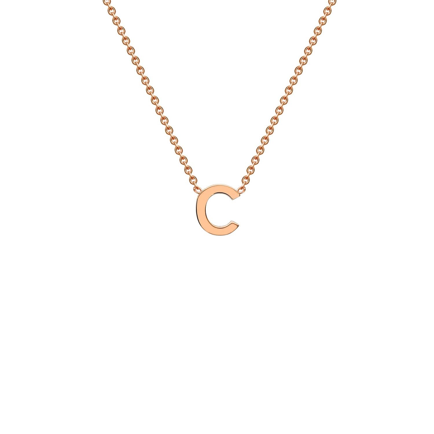 9ct Rose Gold 'C' Petite Initial Adjustable Letter Necklace 38/43cm