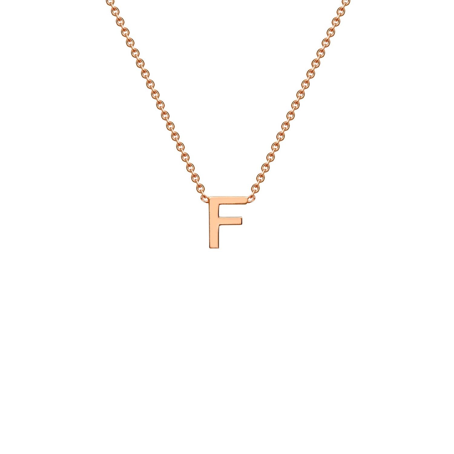 9ct Rose Gold 'F' Petite Initial Adjustable Letter Necklace 38/43cm