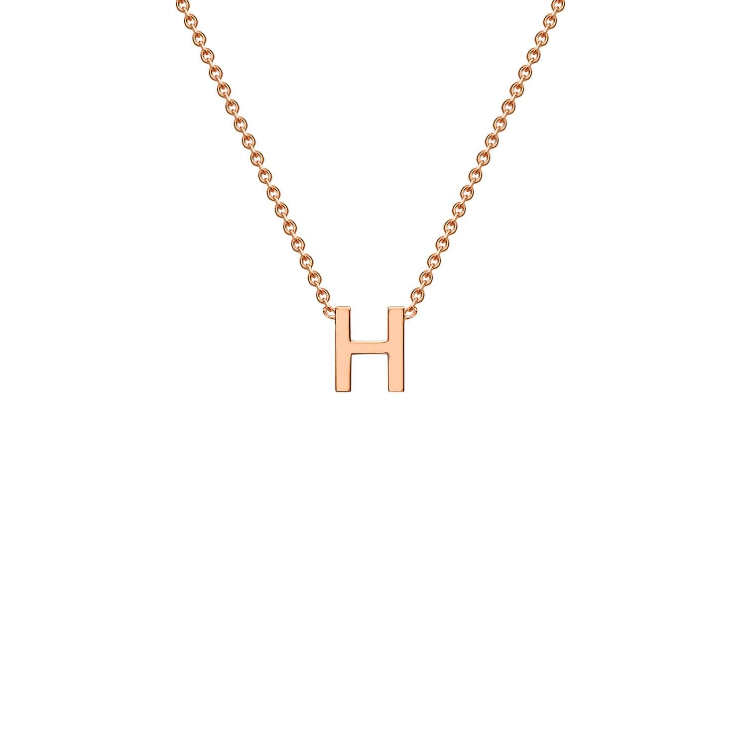9ct Rose Gold 'H' Petite Initial Adjustable Letter Necklace 38/43cm