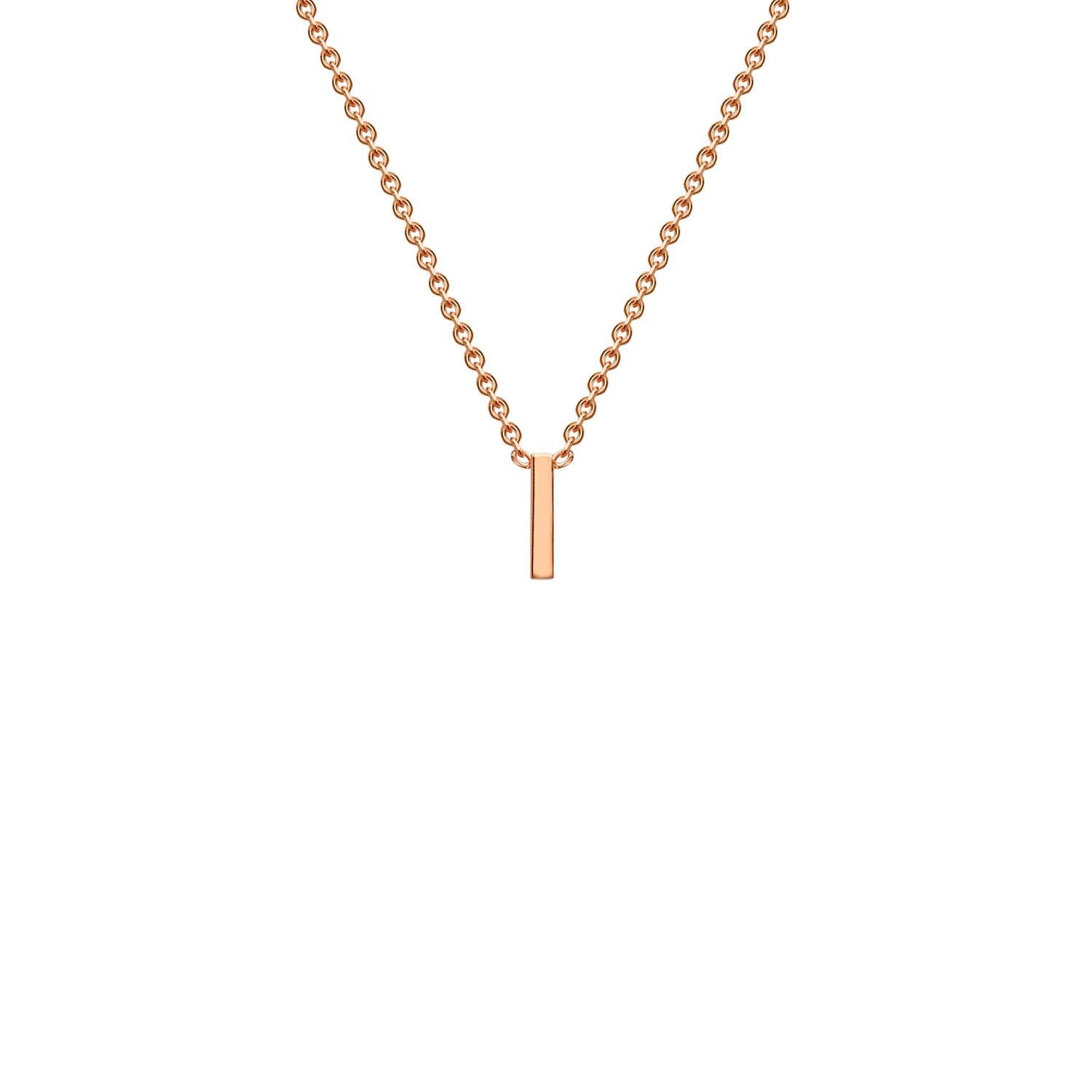 9ct Rose Gold 'I' Petite Initial Adjustable Letter Necklace 38/43cm