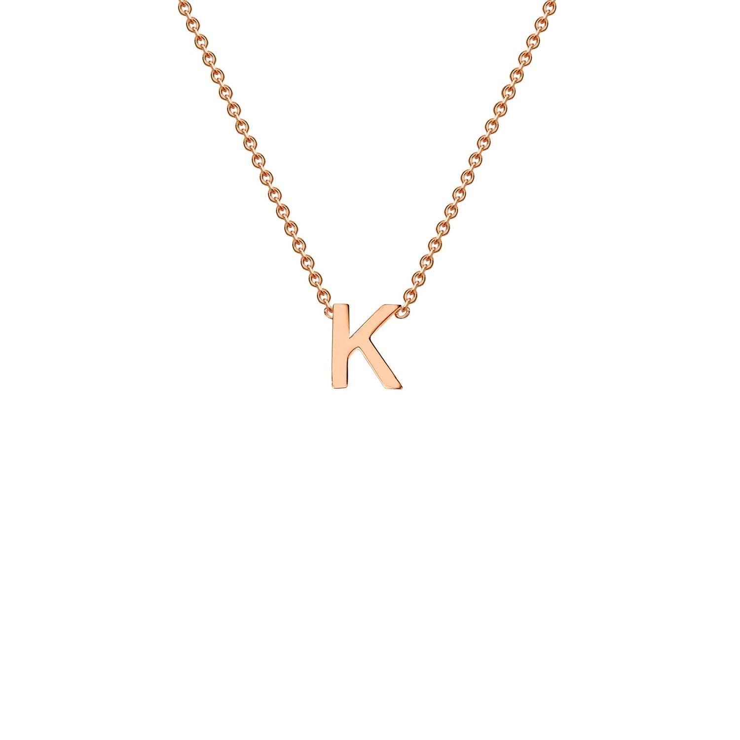 9ct Rose Gold 'K' Petite Initial Adjustable Letter Necklace 38/43cm
