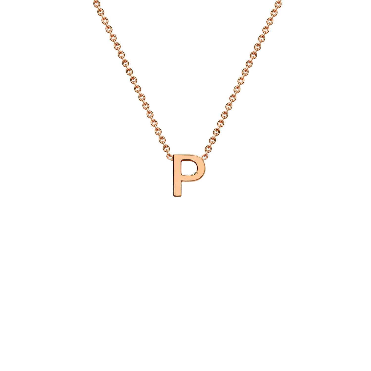 9ct Rose Gold 'P' Petite Initial Adjustable Letter Necklace 38/43cm