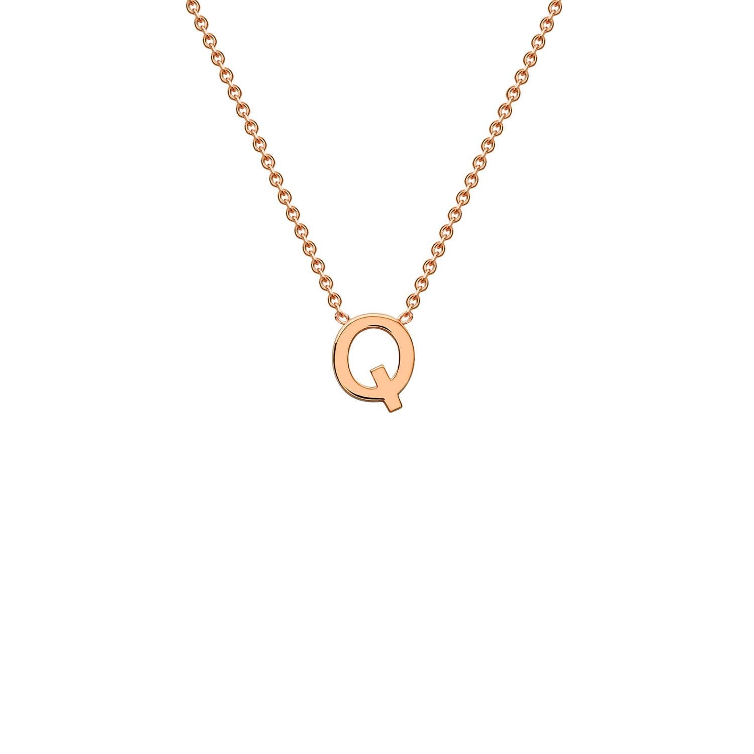 9ct Rose Gold 'Q' Petite Initial Adjustable Letter Necklace 38/43cm