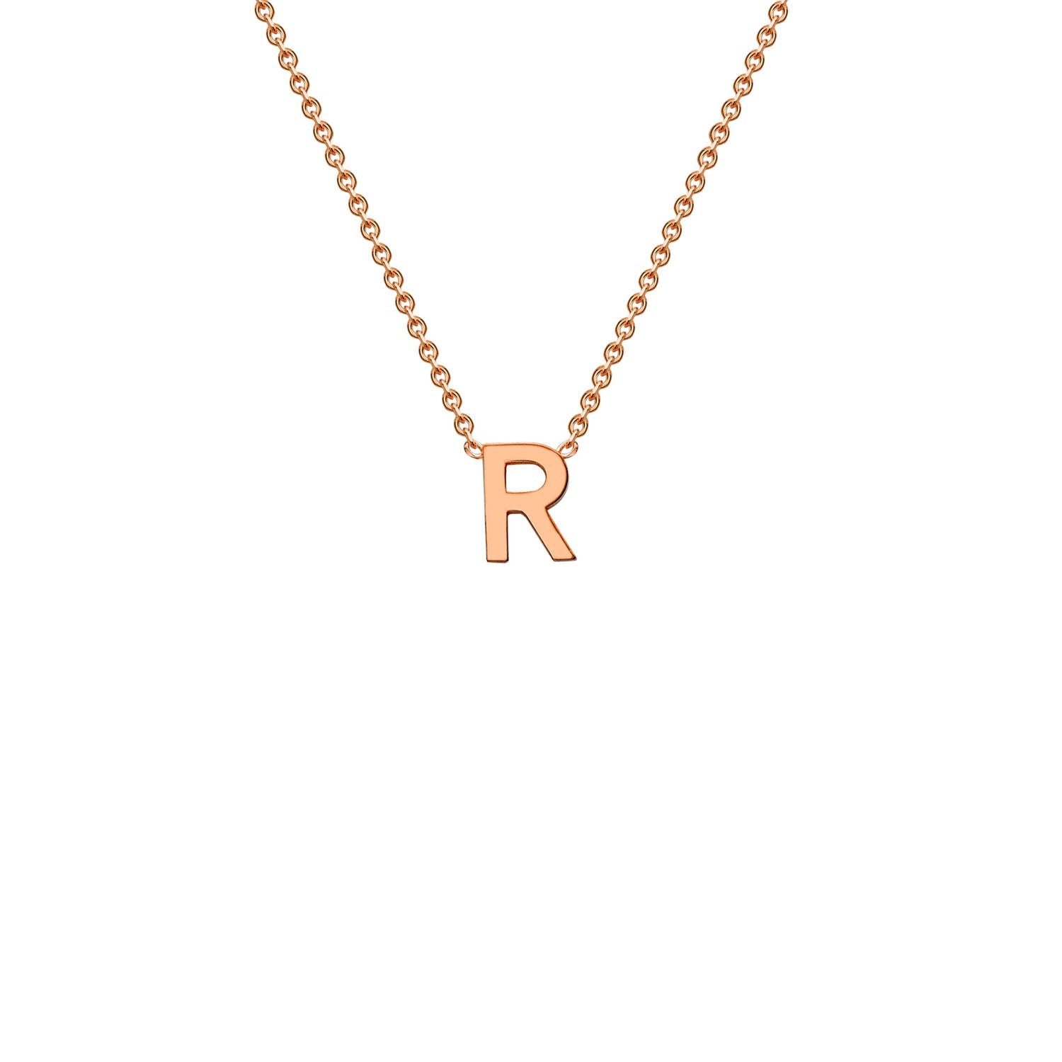 9ct Rose Gold 'R' Petite Initial Adjustable Letter Necklace 38/43cm