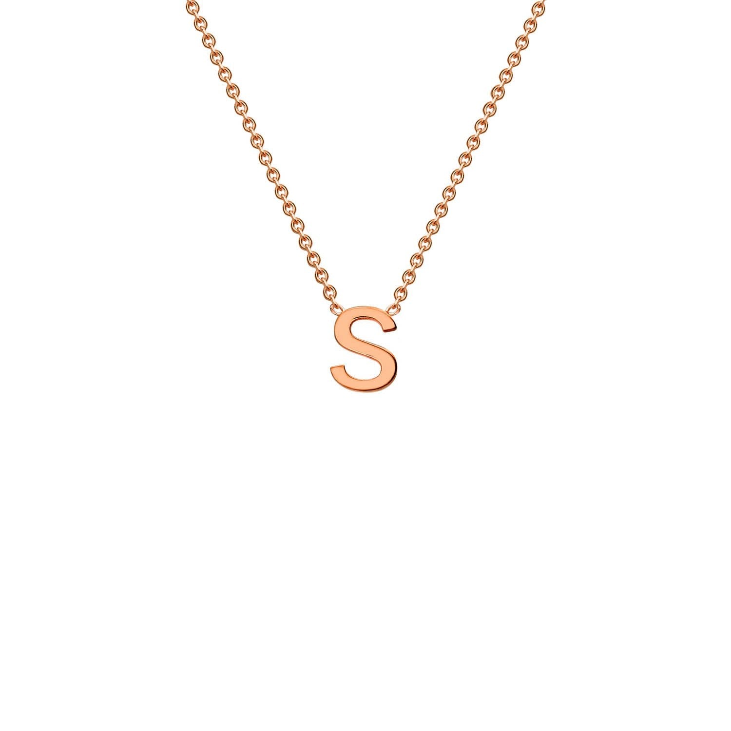 9ct Rose Gold 'S' Petite Initial Adjustable Letter Necklace 38/43cm