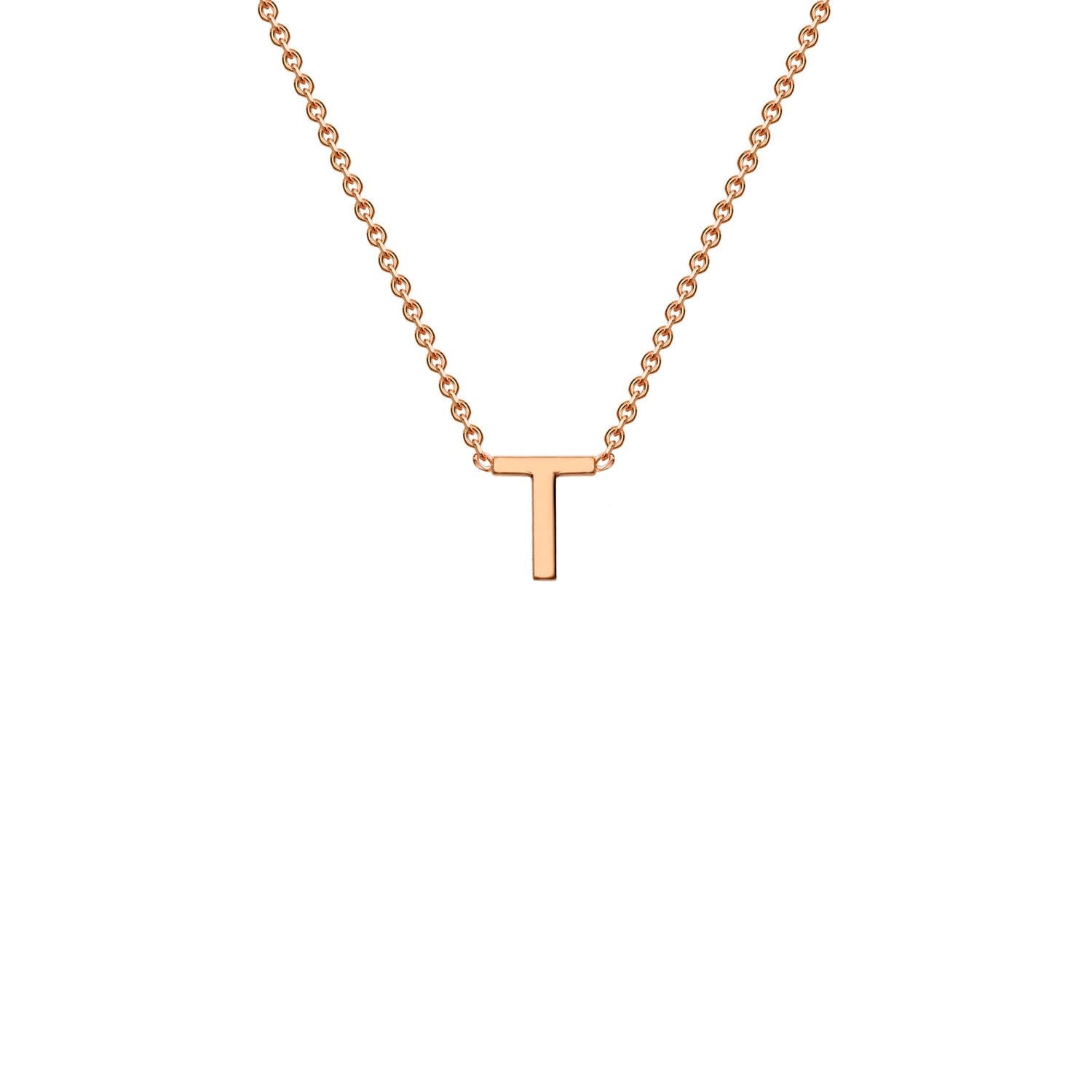 9ct Rose Gold 'T' Petite Initial Adjustable Letter Necklace 38/43cm