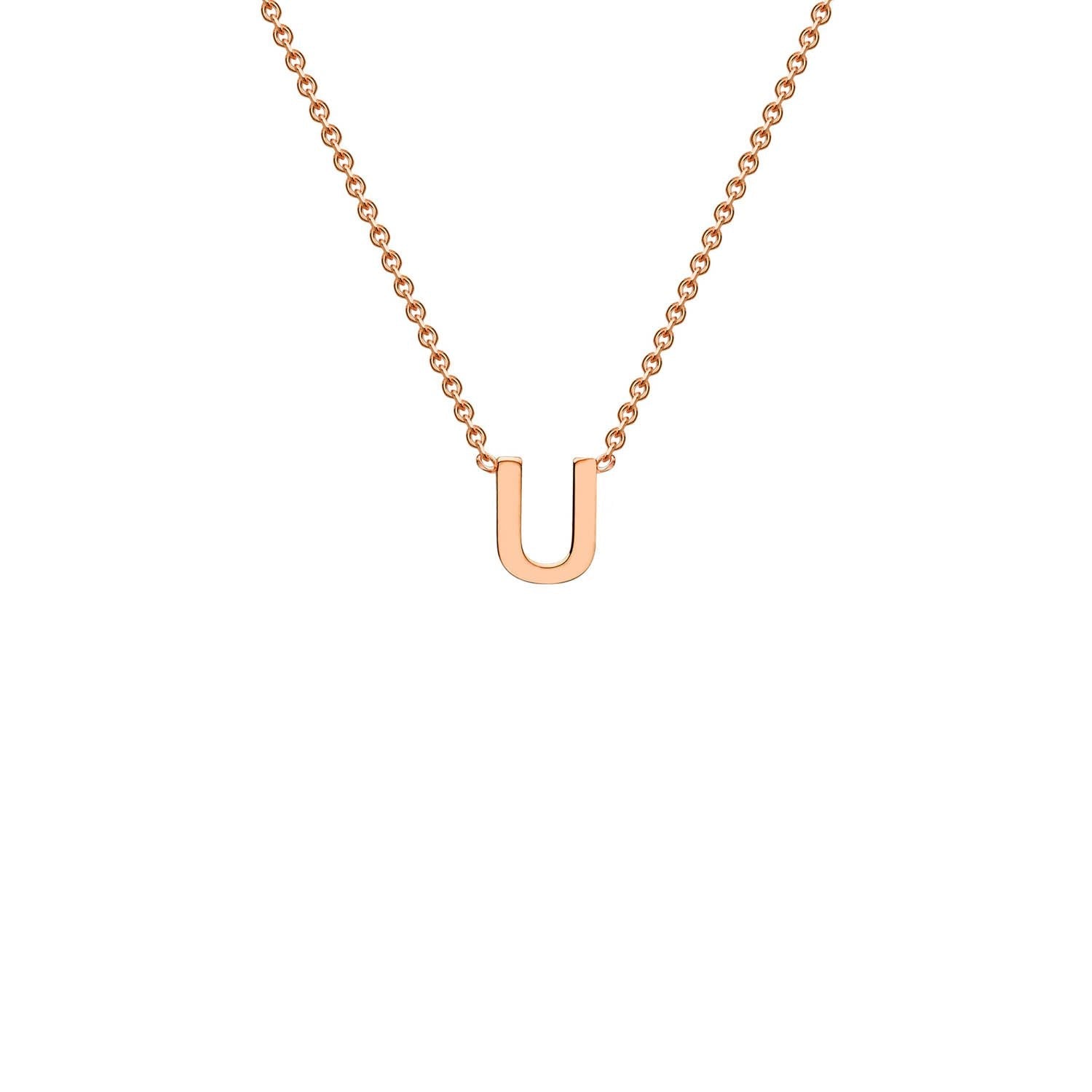 9ct Rose Gold 'U' Petite Initial Adjustable Letter Necklace 38/43cm