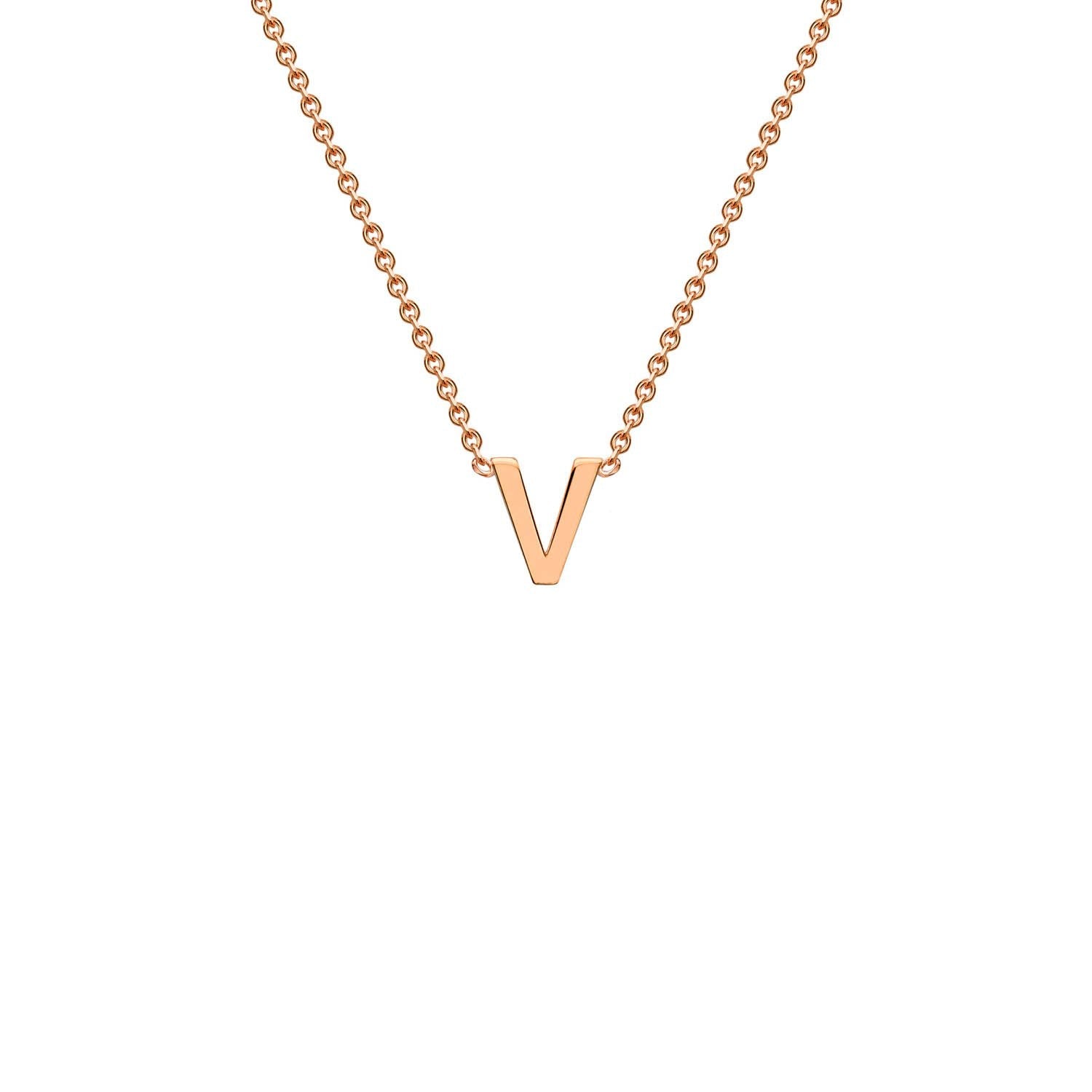 9ct Rose Gold 'V' Petite Initial Adjustable Letter Necklace 38/43cm