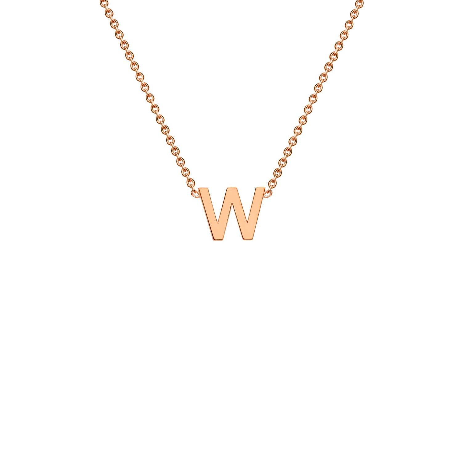 9ct Rose Gold 'W' Petite Initial Adjustable Letter Necklace 38/43cm