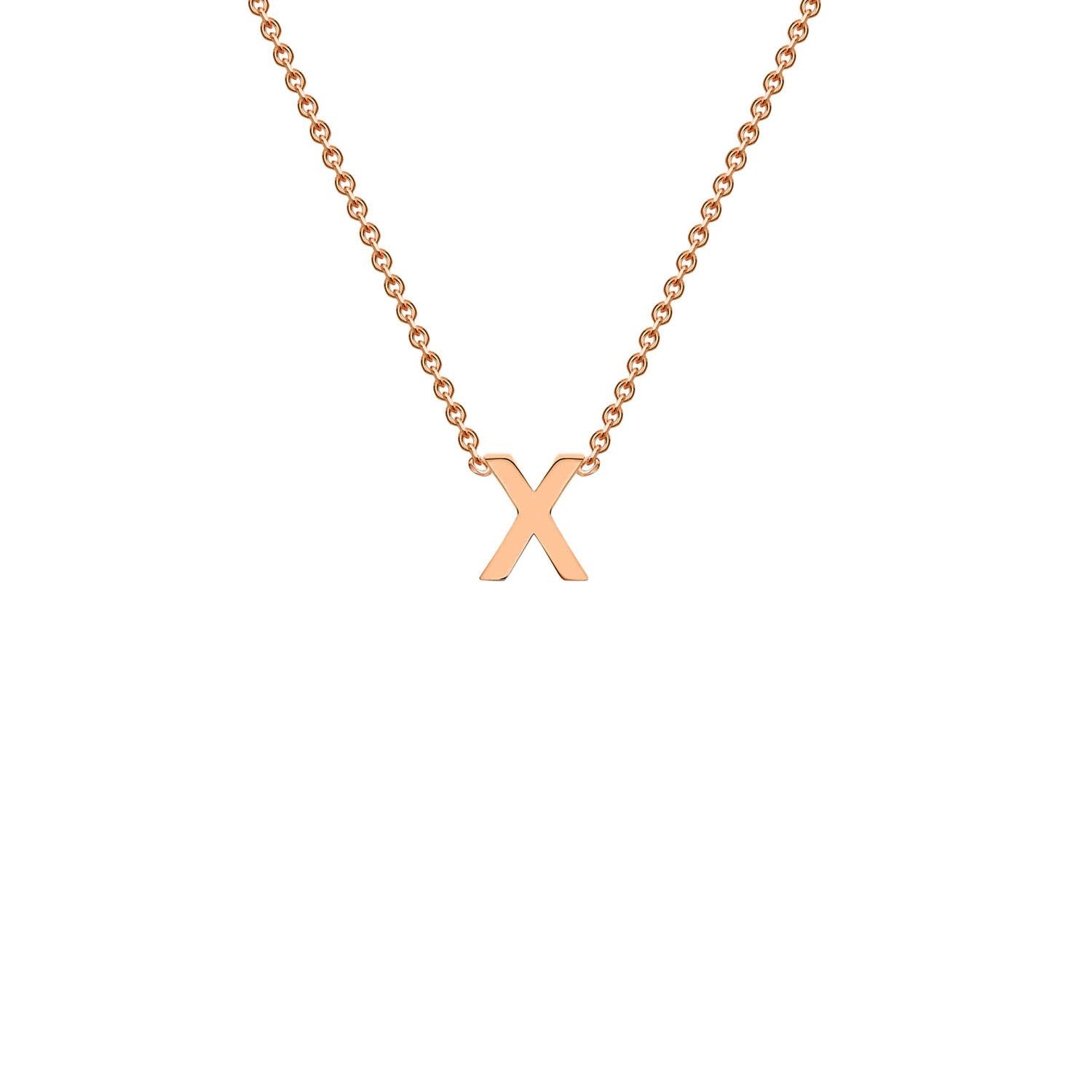 9ct Rose Gold 'X' Petite Initial Adjustable Letter Necklace 38/43cm