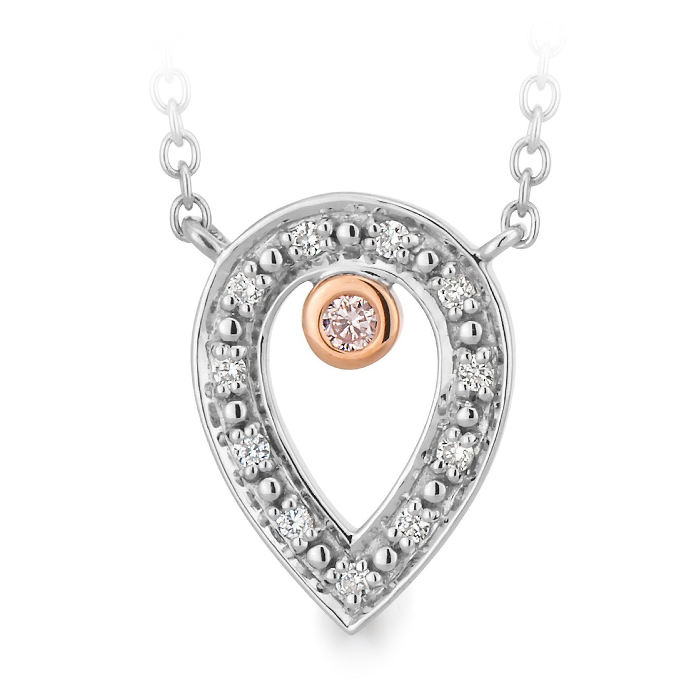 PINK CAVIAR 0.037ct Pink Diamond Necklet in 9ct White Gold