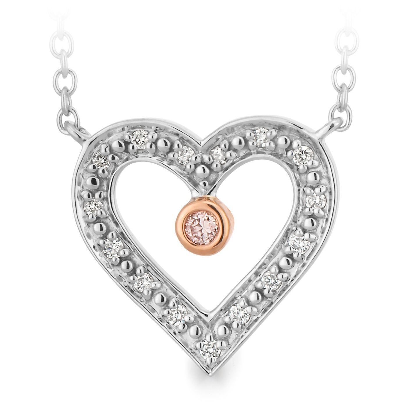 PINK CAVIAR 0.045ct Pink Diamond Necklet in 9ct White Gold