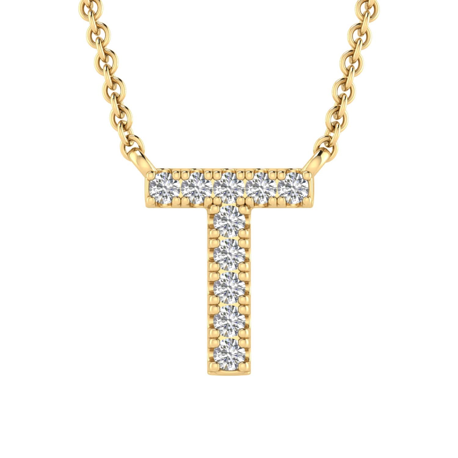 9ct Yellow Gold Diamond Initial 'T' Necklace