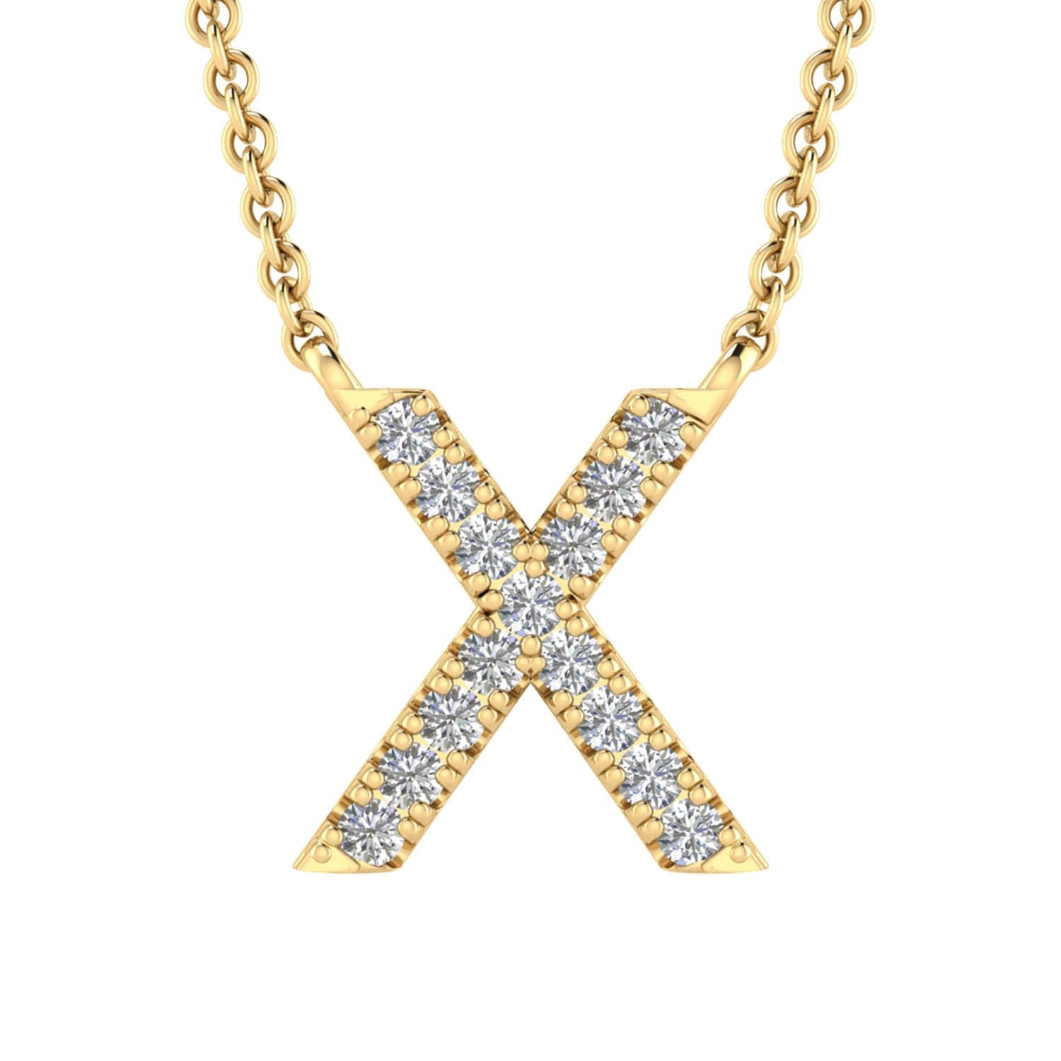 9ct Yellow Gold Diamond Initial 'X' Necklace