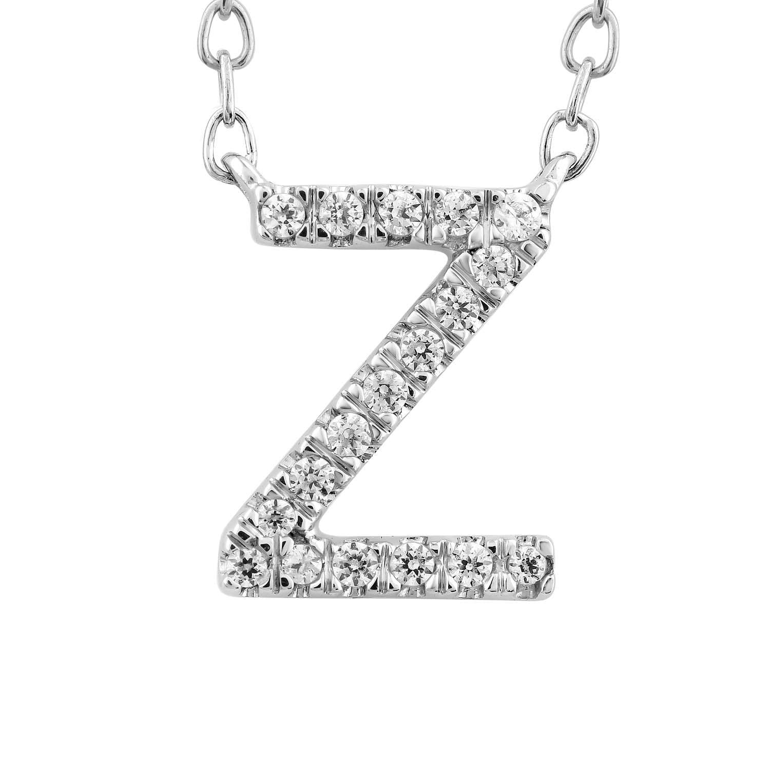 9ct White Gold Diamond Initial 'Z' Necklace